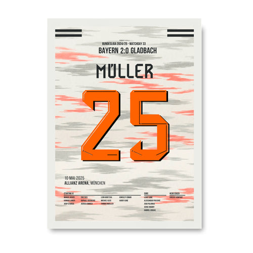 Bayern Legende Thomas Müller sagt Servus Fußball Poster mit Rahmen