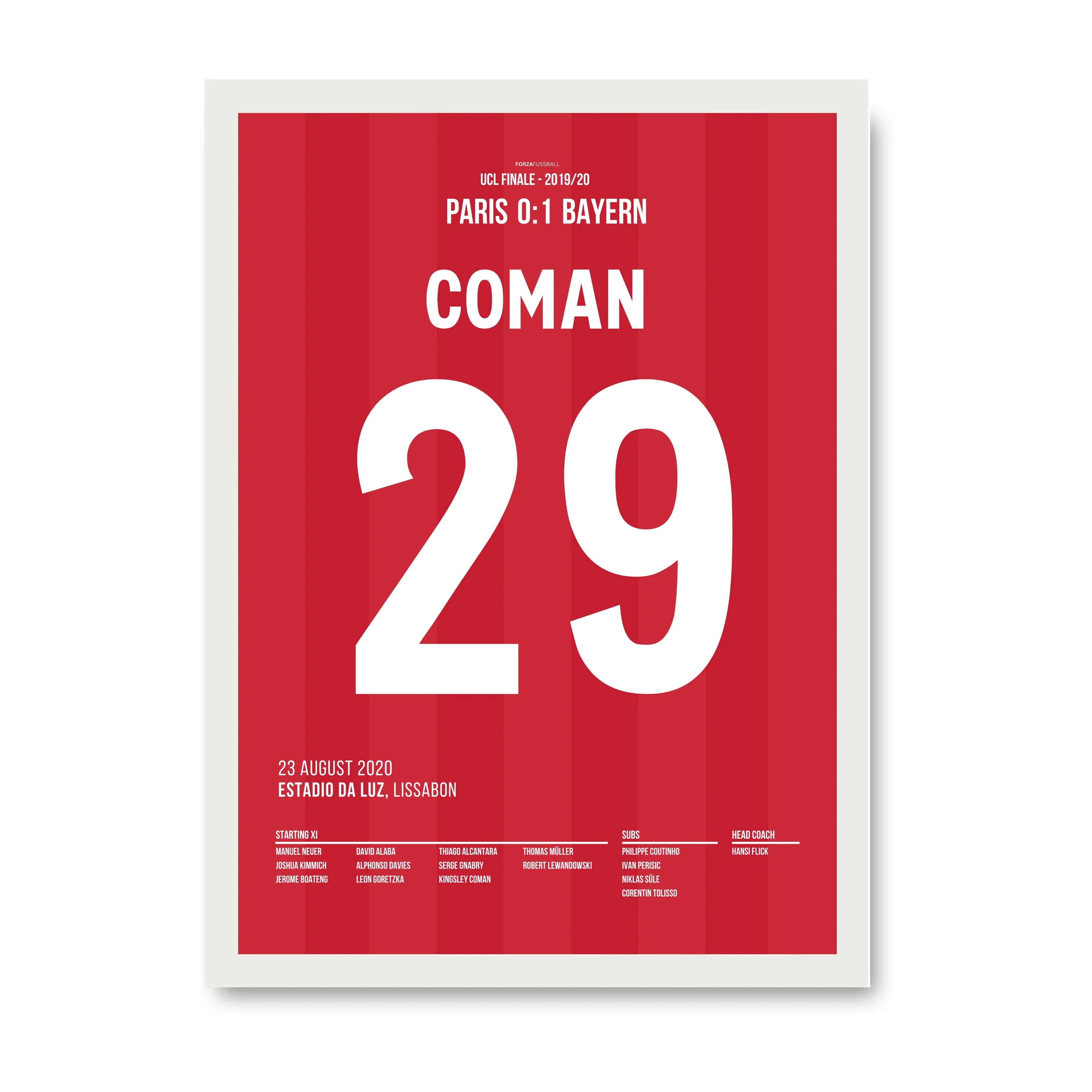 Coman köpft die Bayern zum Henkelpott 2020 Fußball Poster mit Rahmen