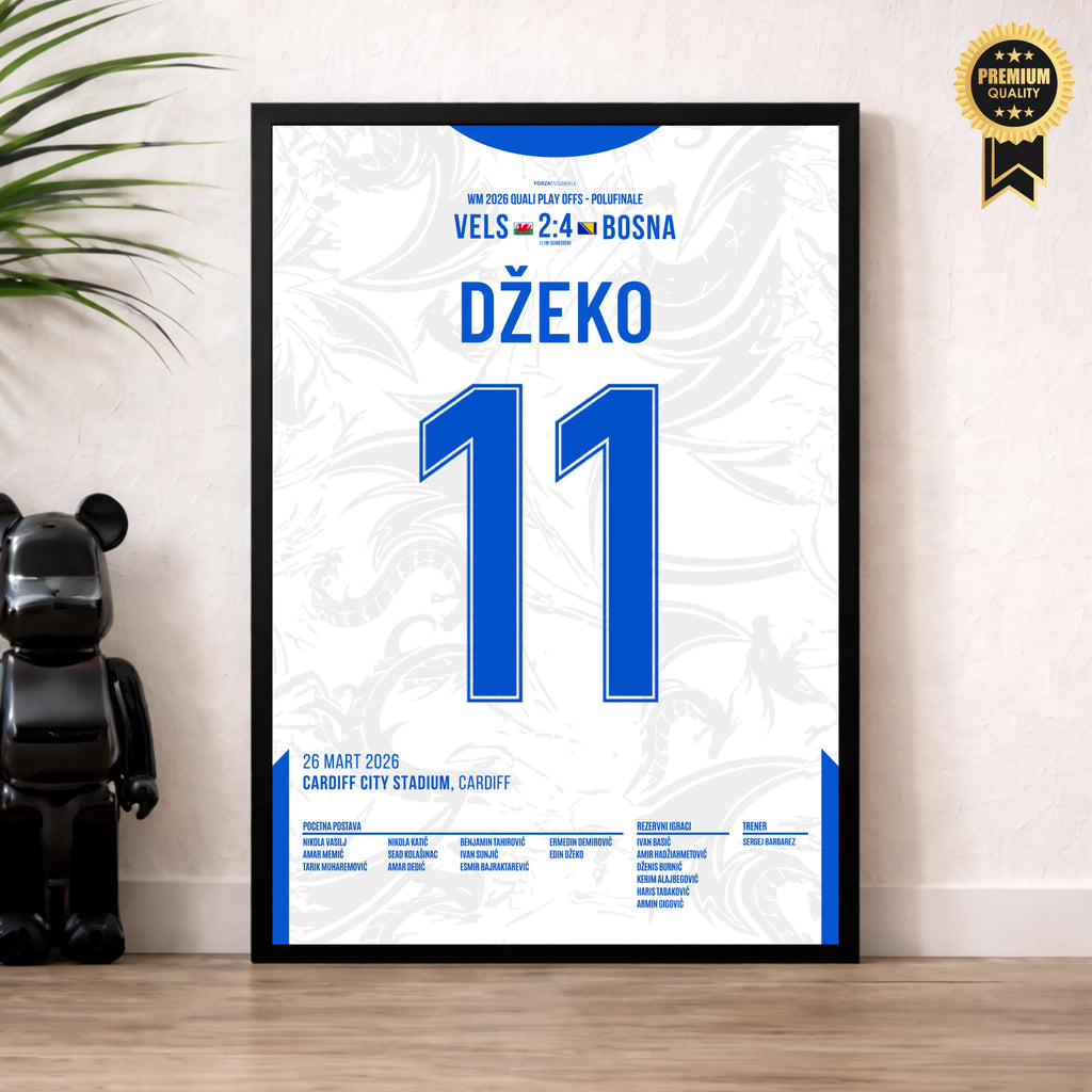 Dzeko X Tabakovic WM 2026 Quali - 1+1 Set Fußball Poster mit Rahmen