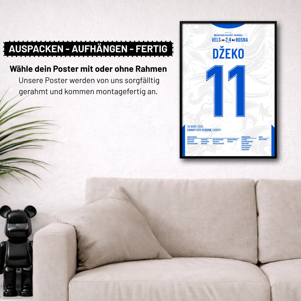 Dzeko X Tabakovic WM 2026 Quali - 1+1 Set Fußball Poster mit Rahmen