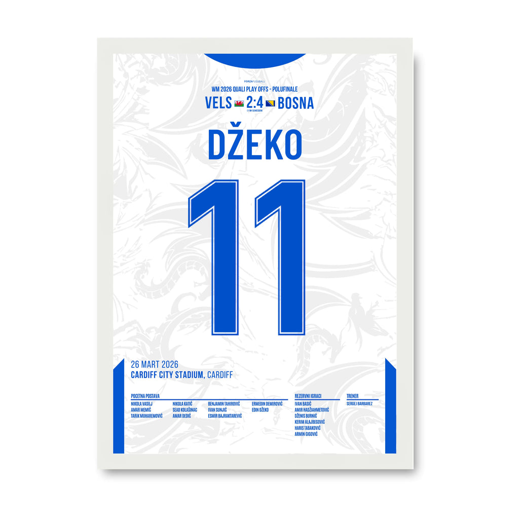 Dzeko X Tabakovic WM 2026 Quali - 1+1 Set Fußball Poster mit Rahmen