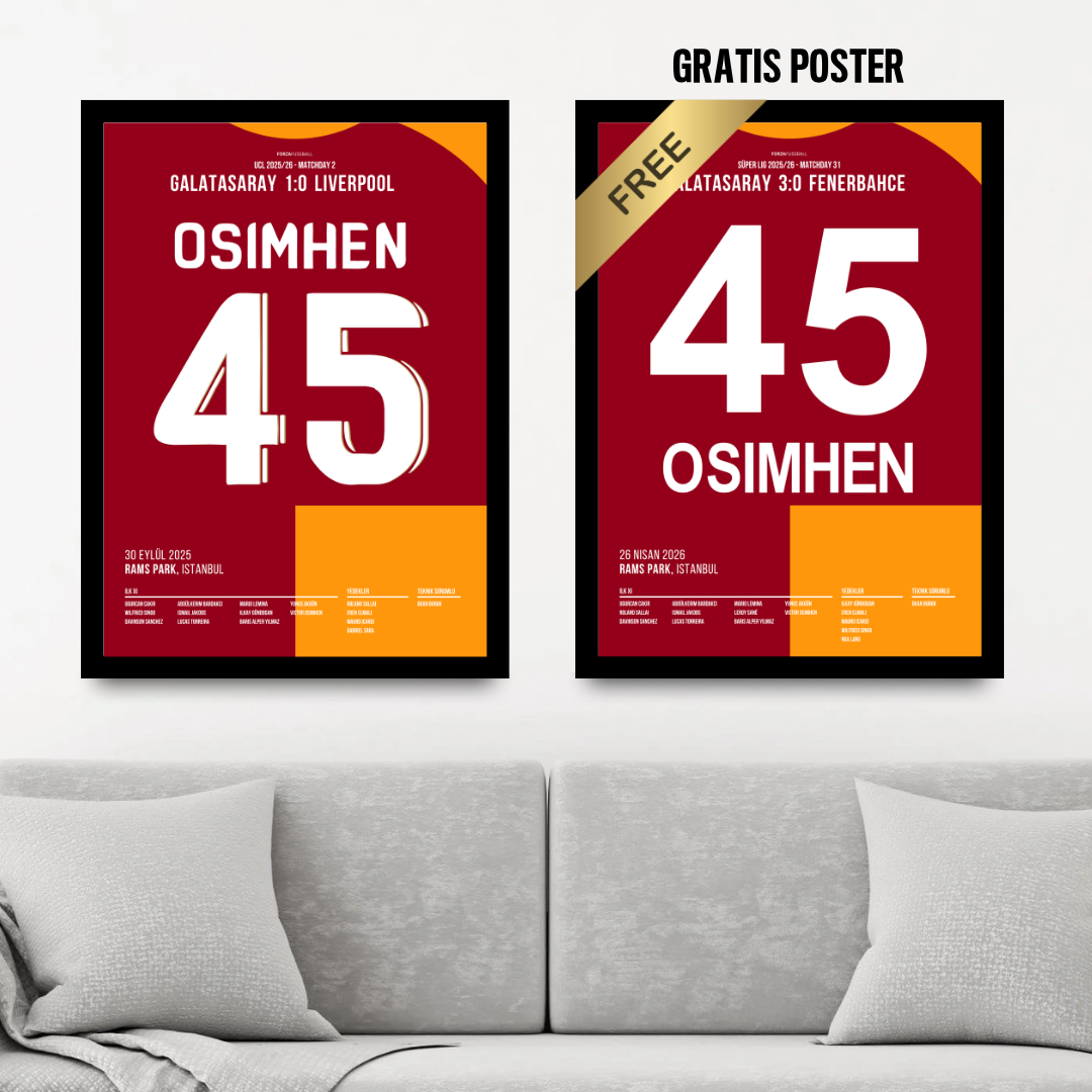 Osimhen vs Liverpool & Fener - 1+1 Set Fußball Poster mit Rahmen