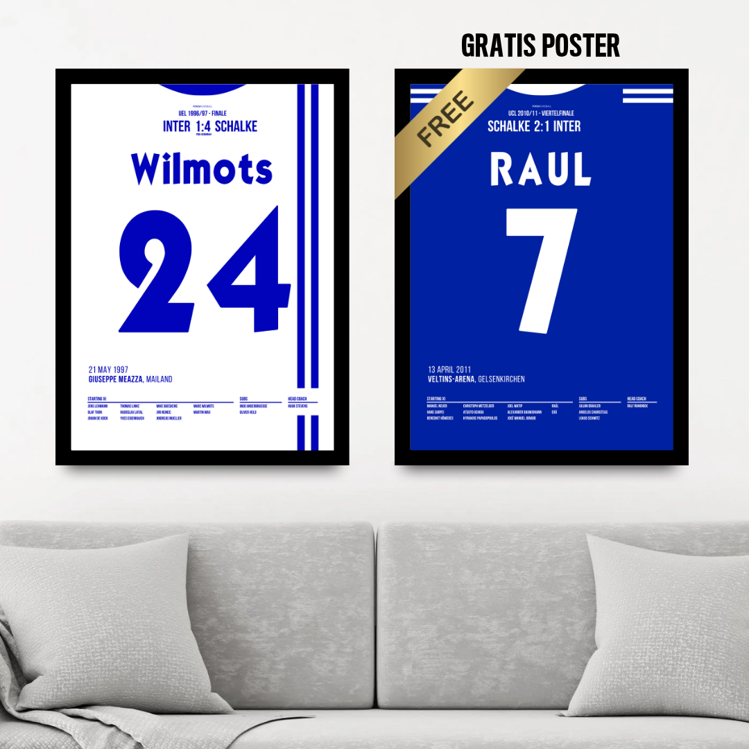 Schalke vs Inter - 1+1 Set Fußball Poster mit Rahmen