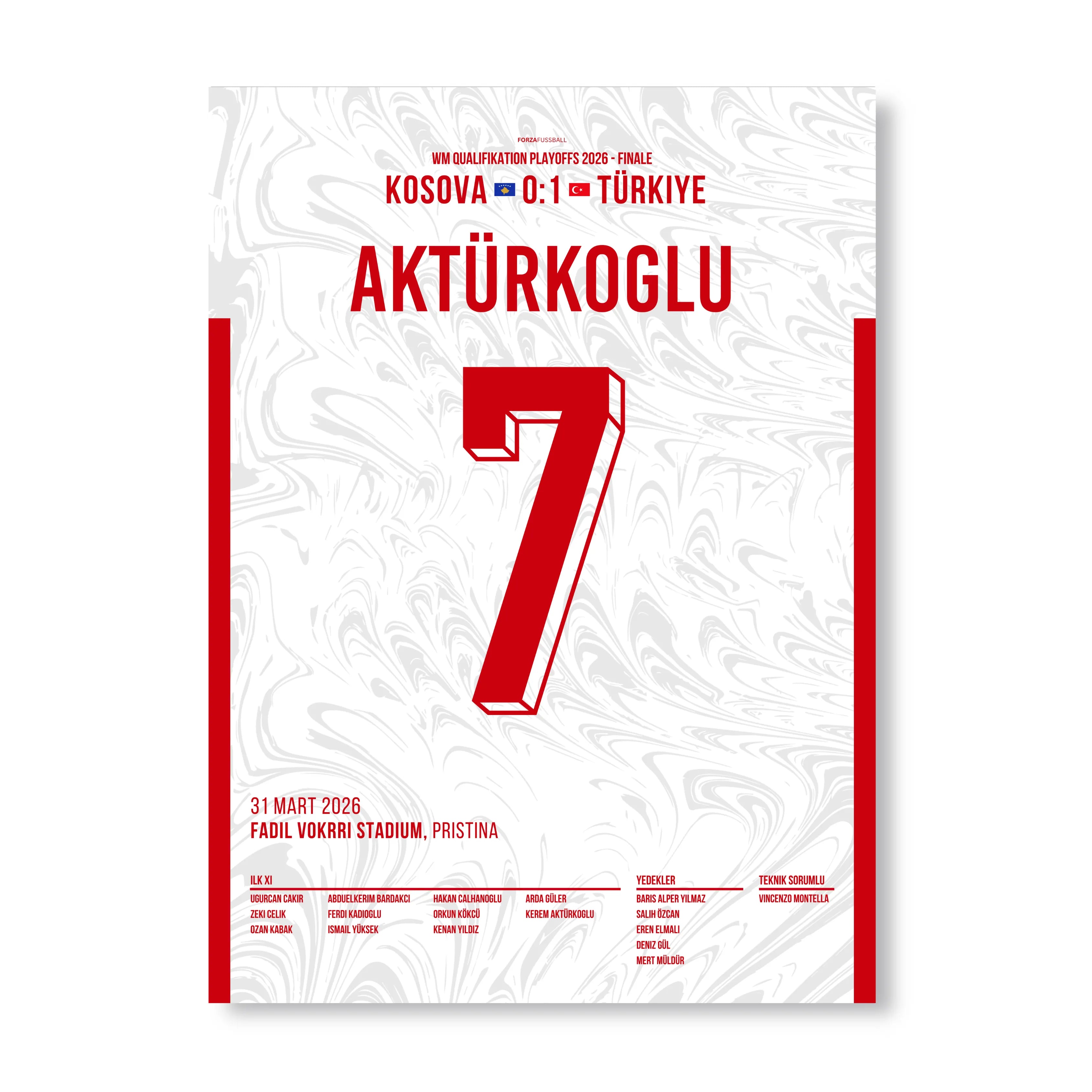 Kerem schiesst die Türkei zur WM nach 24 Jahren Fußball Poster mit Rahmen