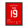 Kenan Yildiz knallt den Ball gegen Deutschland unter die Latte Fußball Poster mit Rahmen