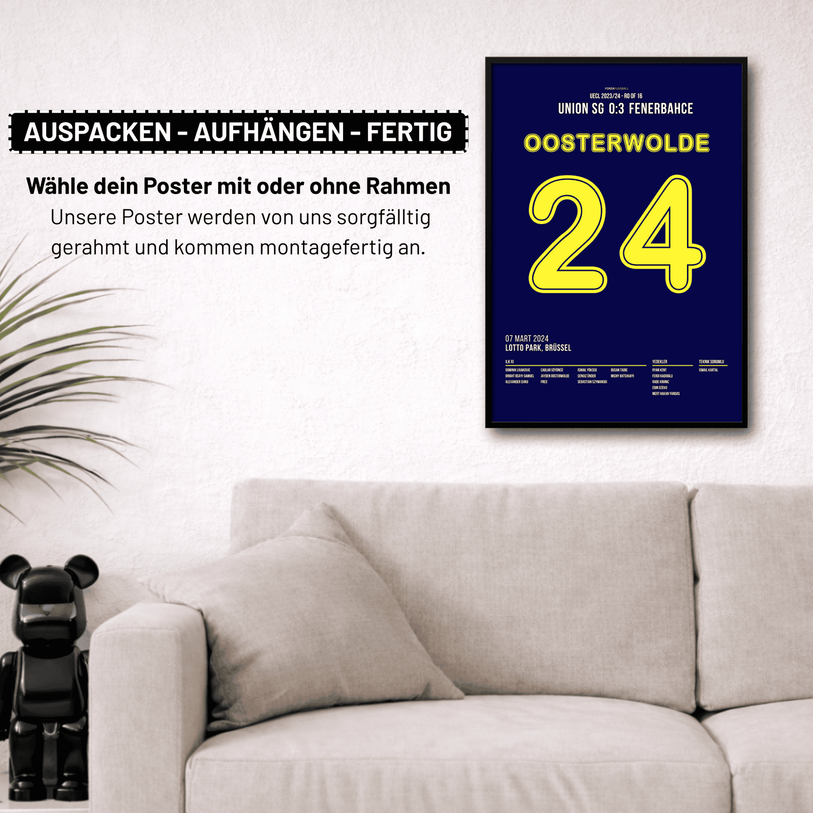 Oosterwolde mit Solo Tor gegen Union SG Fußball Poster mit Rahmen