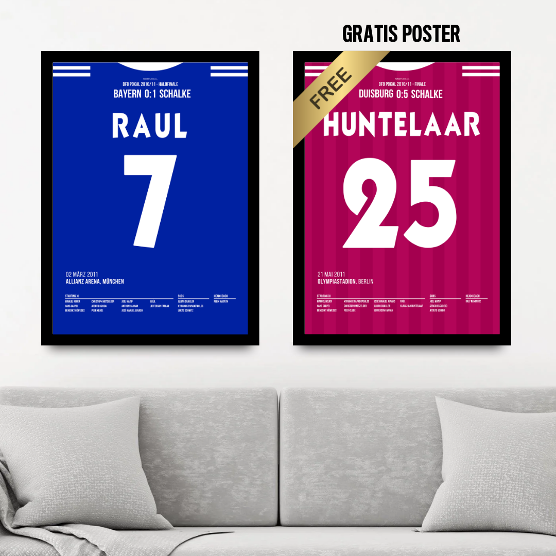 Schalke Pokalsieger - 1+1 Set Fußball Poster mit Rahmen