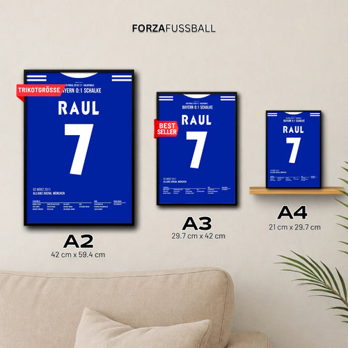 Raul köpft Schalke gegen die Bayern ins Pokalfinale 2011 Fußball Poster mit Rahmen