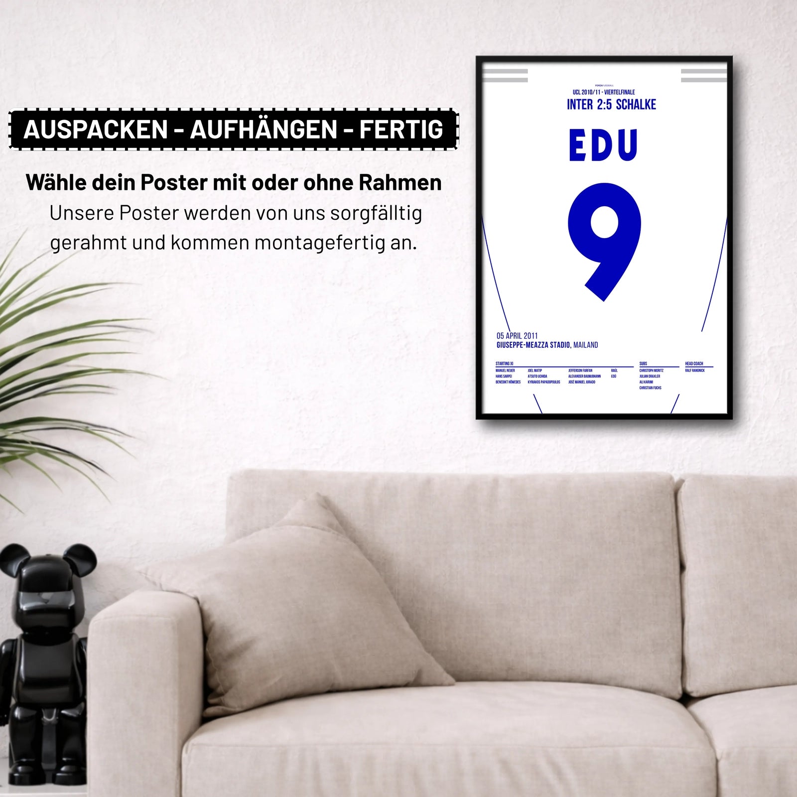 Edú mit dem Spiel seines Lebens beim 5:2 gegen Inter Fußball Poster mit Rahmen