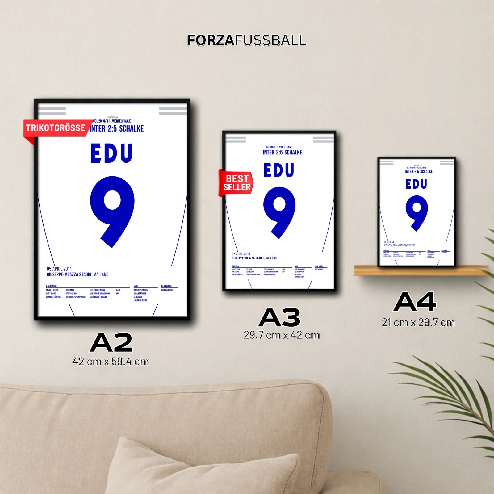 Edú mit dem Spiel seines Lebens beim 5:2 gegen Inter Fußball Poster mit Rahmen