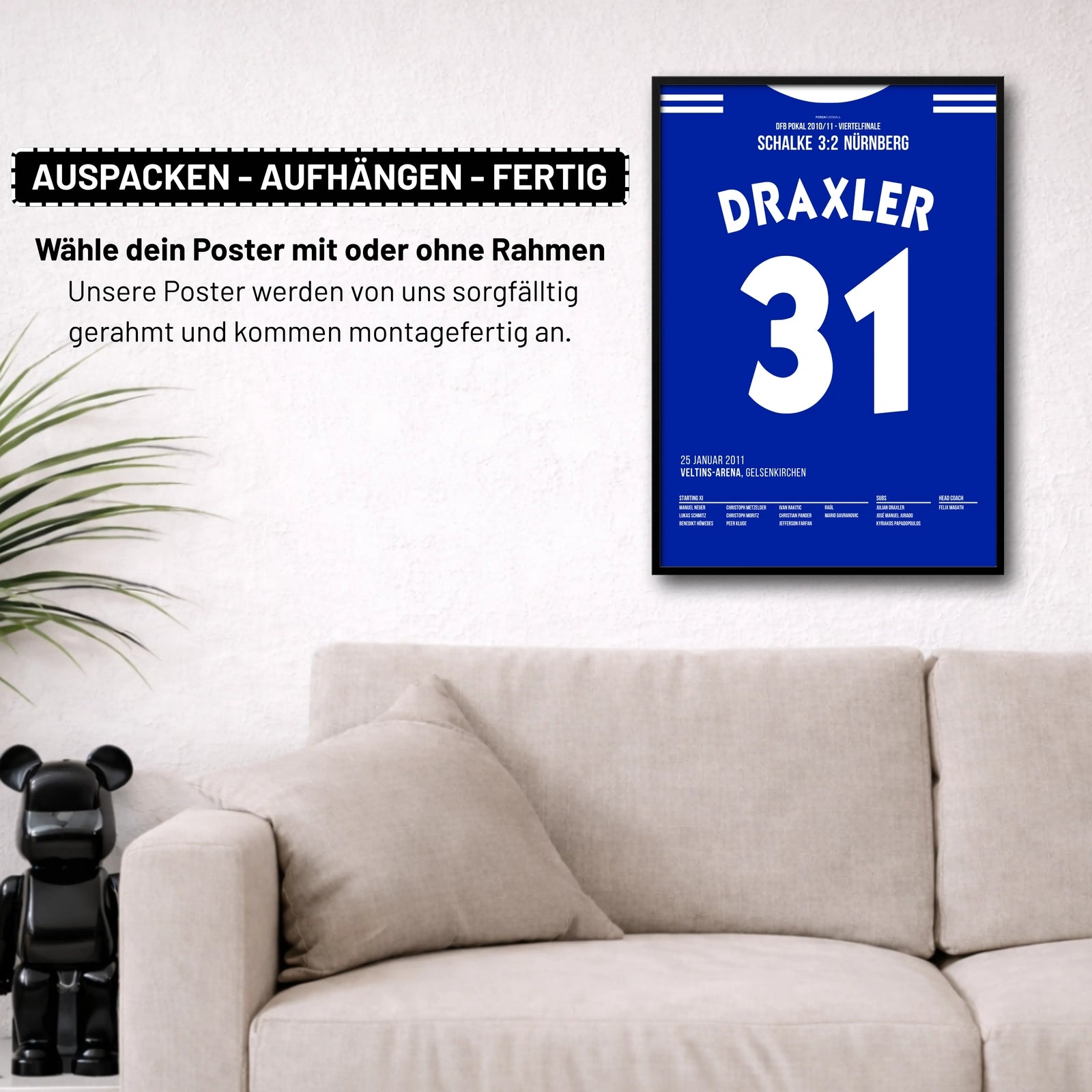 Julian Draxler´s Stern geht per Traumtor im DFB Pokal 2011 auf Fußball Poster mit Rahmen