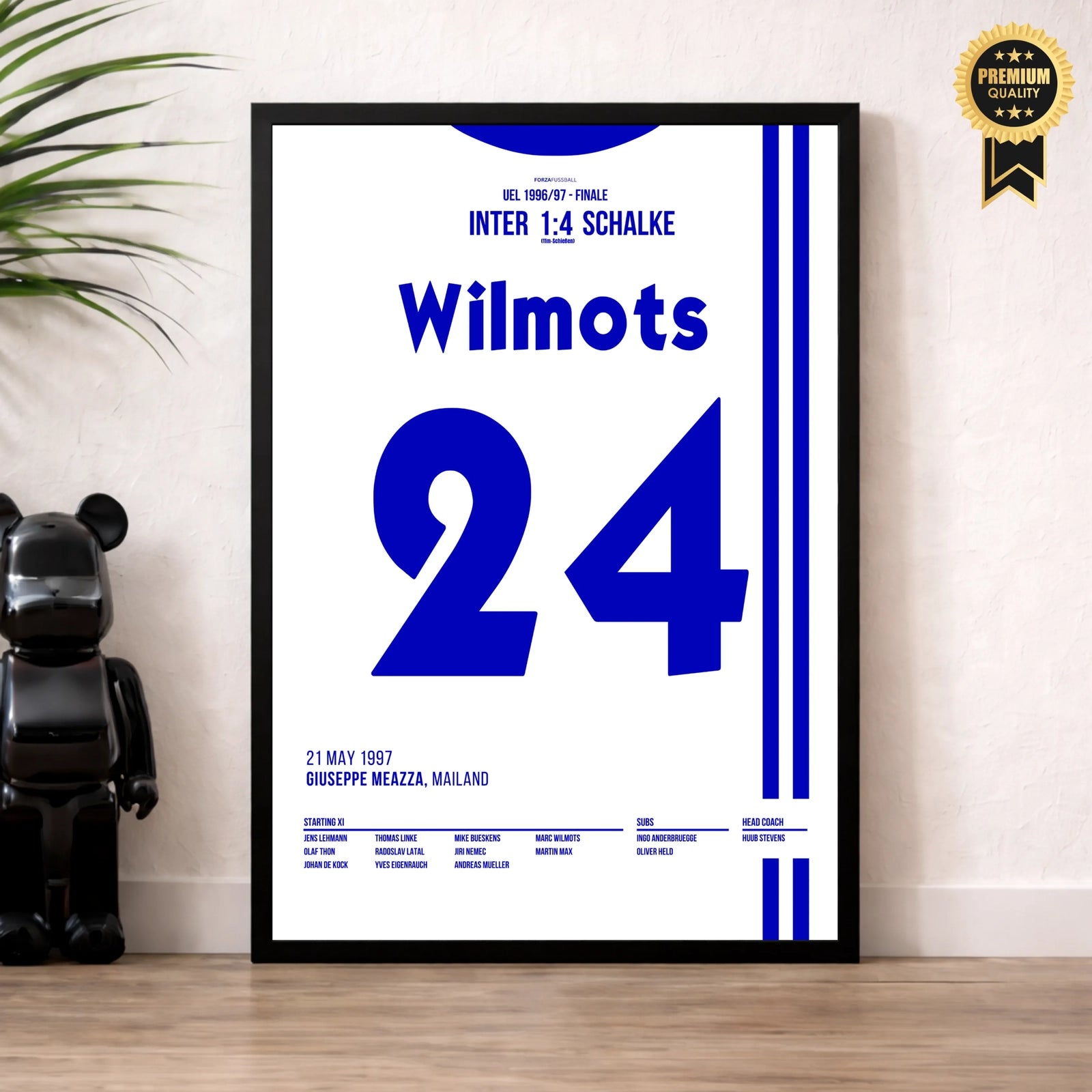 Schalke's Eurofighter gewinnen den Uefa Cup 1997 Fußball Poster mit Rahmen