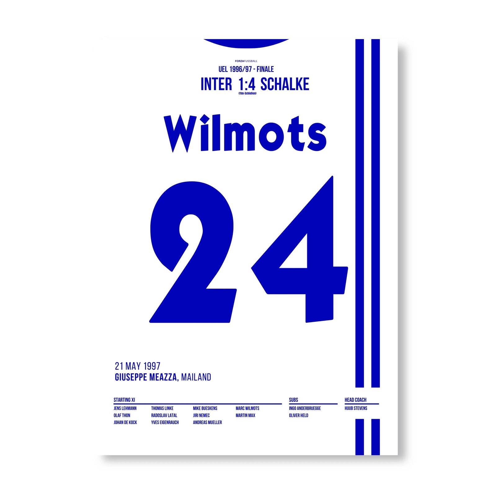 Schalke's Eurofighter gewinnen den Uefa Cup 1997 Fußball Poster mit Rahmen