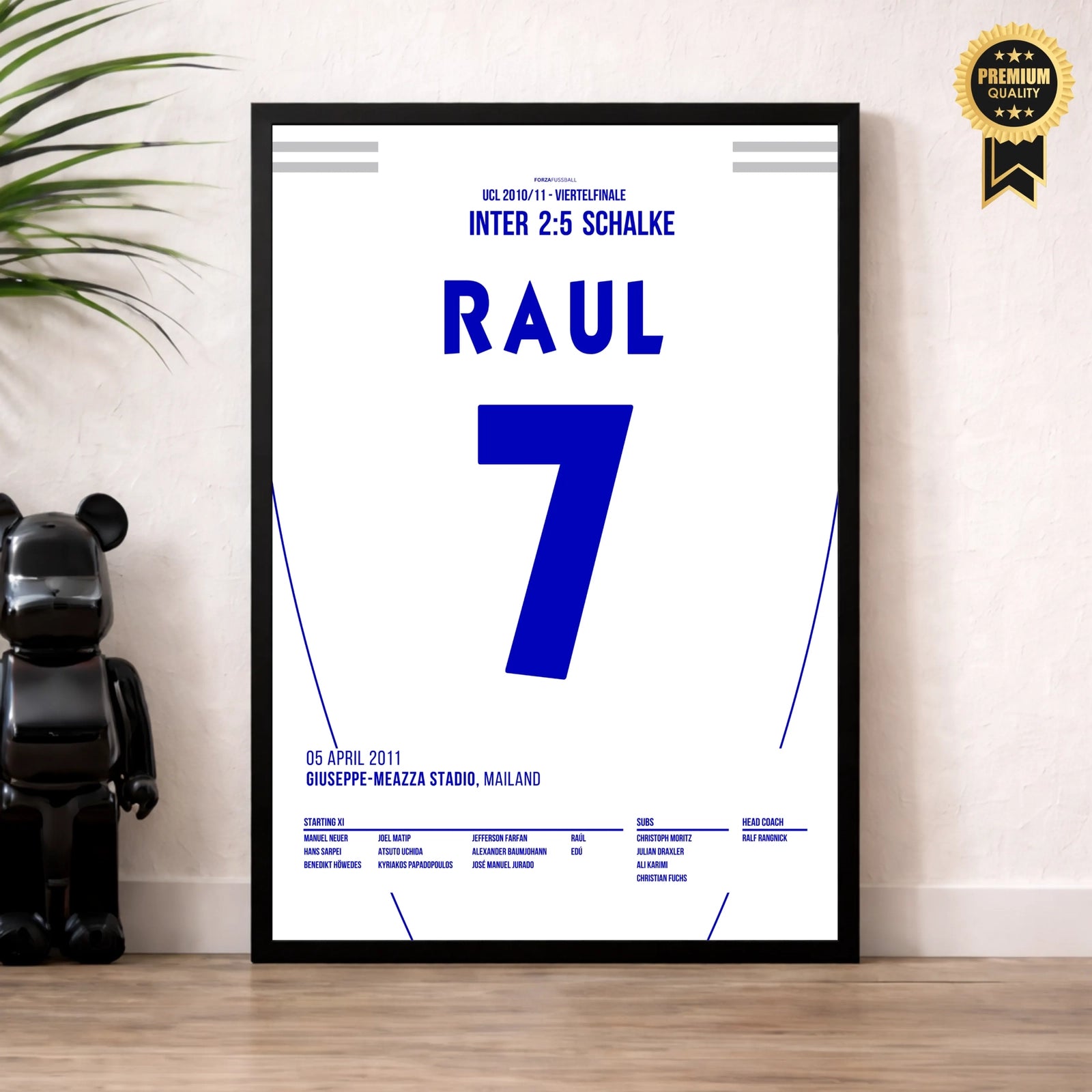 Schalke schenkt Inter 5 Tore ein und erobert das San Siro Fußball Poster mit Rahmen