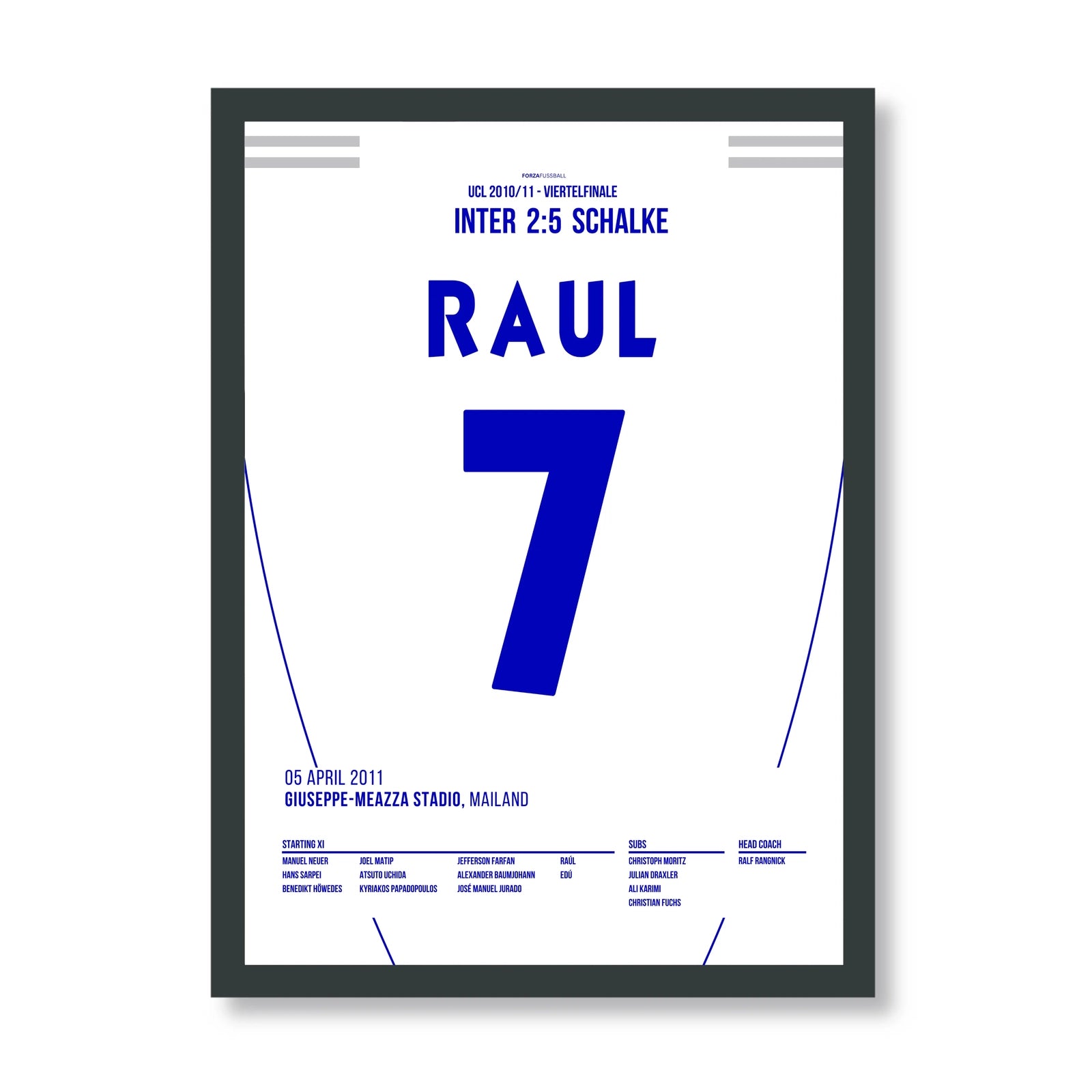 Schalke schenkt Inter 5 Tore ein und erobert das San Siro Fußball Poster mit Rahmen