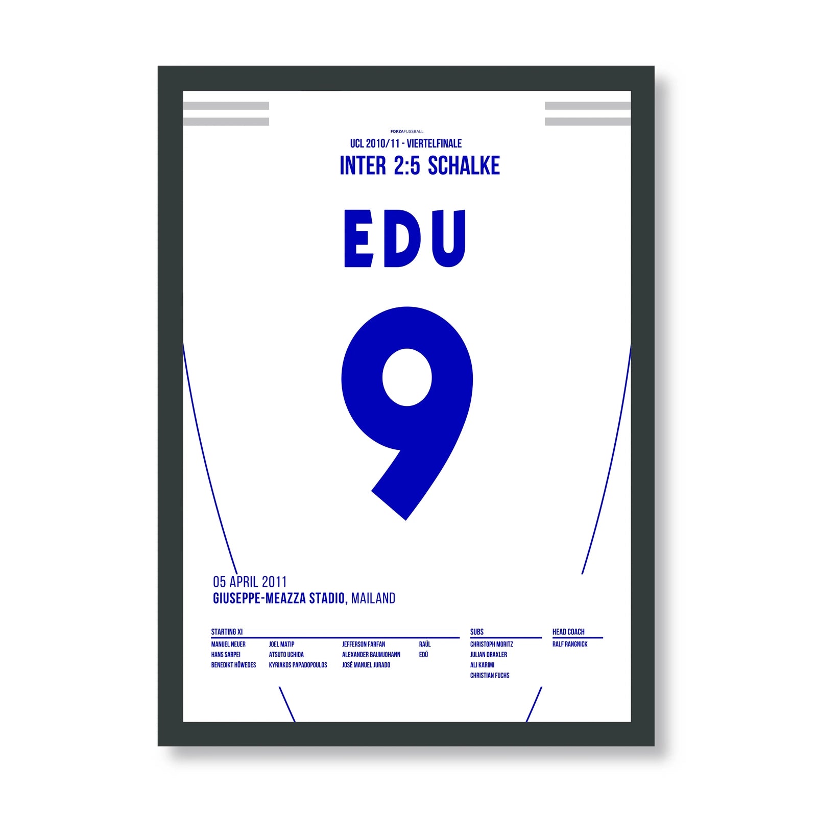 Edú mit dem Spiel seines Lebens beim 5:2 gegen Inter Fußball Poster mit Rahmen