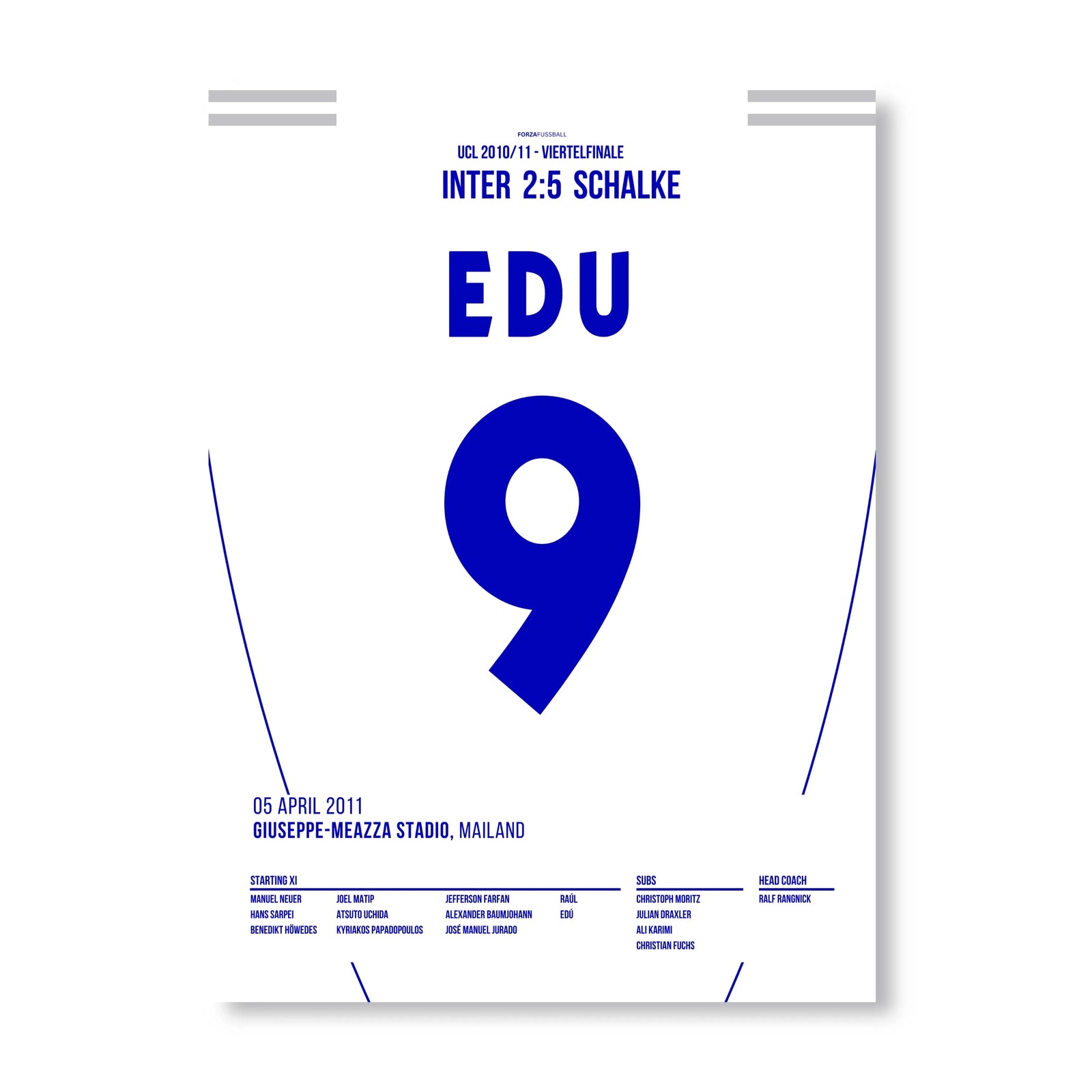 Edú mit dem Spiel seines Lebens beim 5:2 gegen Inter Fußball Poster mit Rahmen
