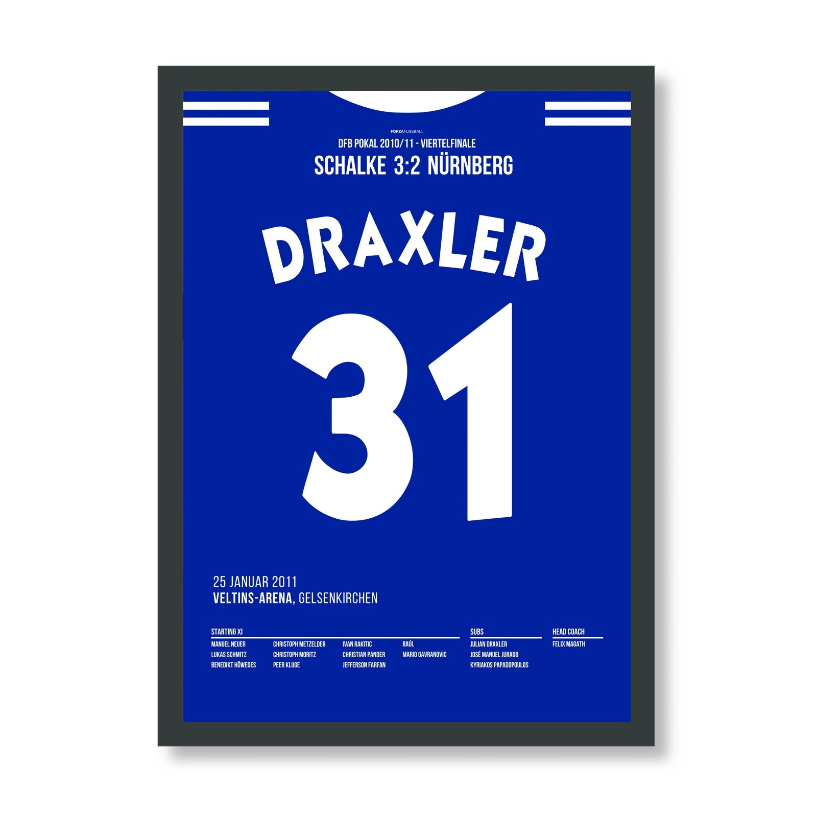 Julian Draxler´s Stern geht per Traumtor im DFB Pokal 2011 auf Fußball Poster mit Rahmen