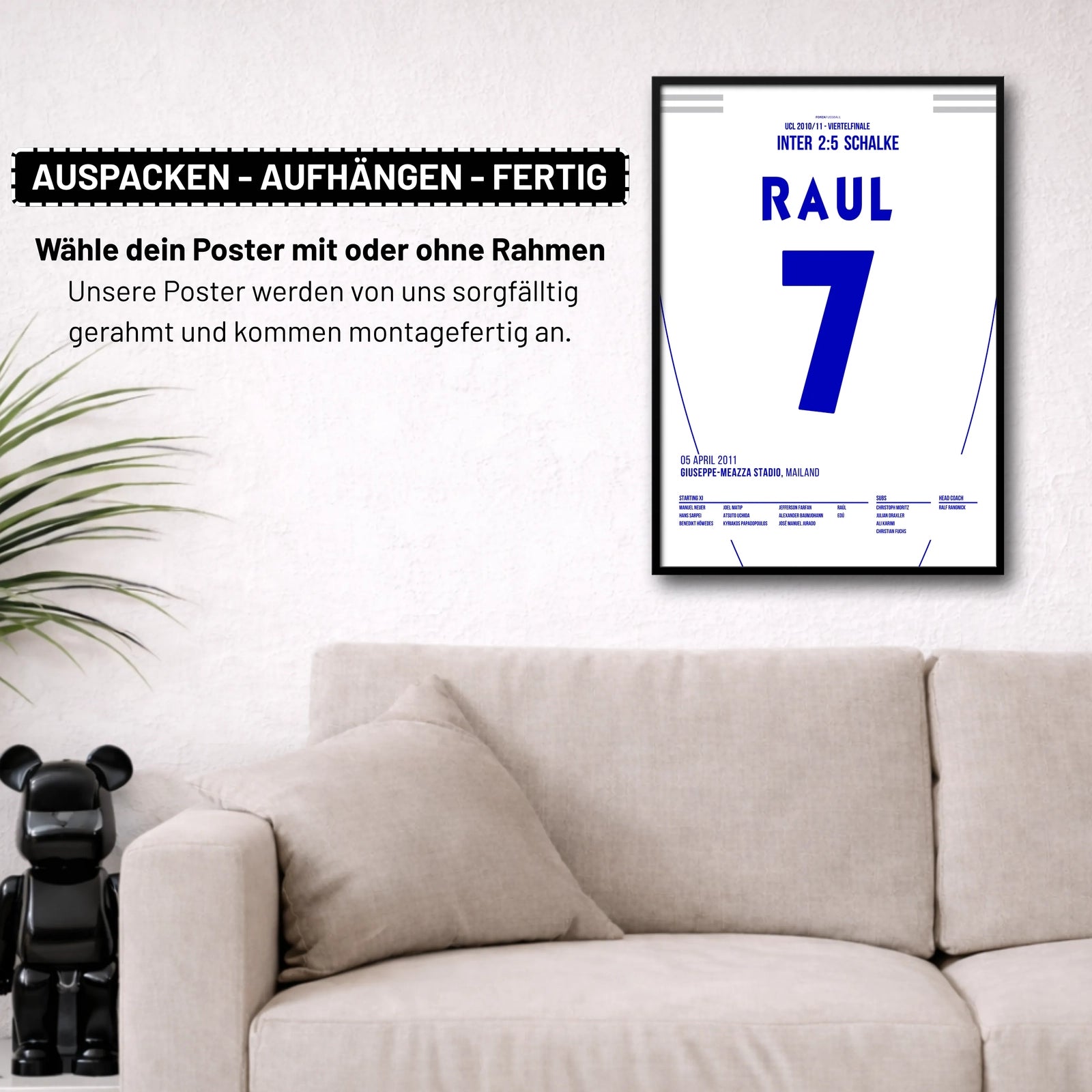 Schalke schenkt Inter 5 Tore ein und erobert das San Siro Fußball Poster mit Rahmen
