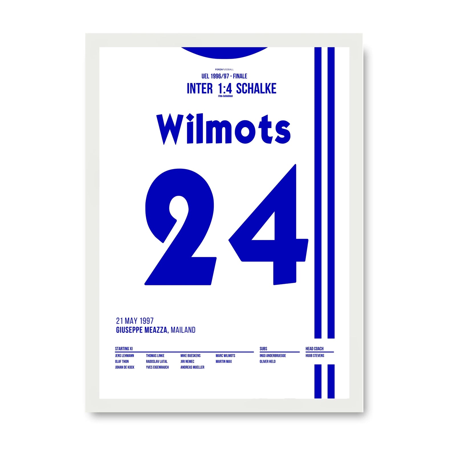 Schalke's Eurofighter gewinnen den Uefa Cup 1997 Fußball Poster mit Rahmen
