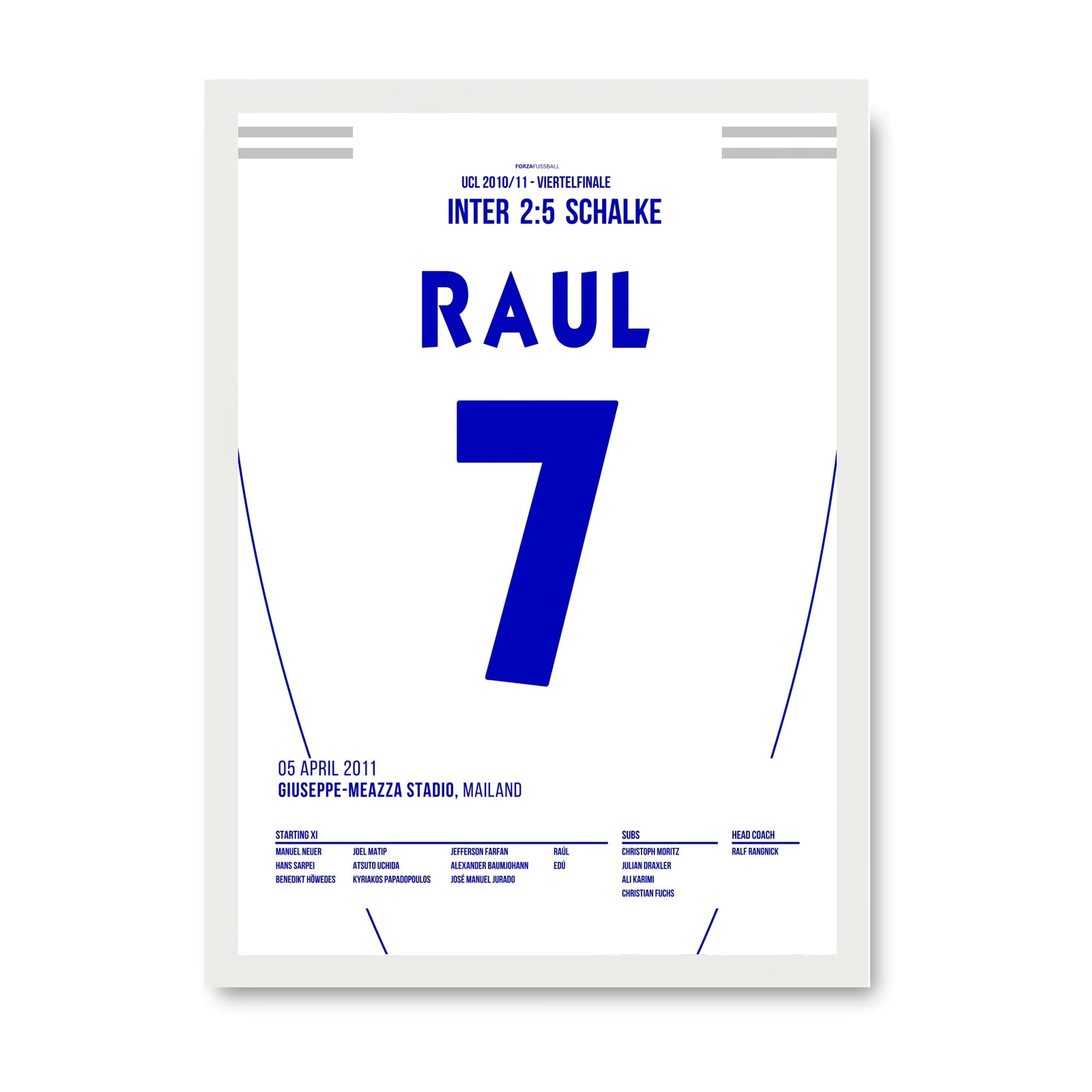 Schalke schenkt Inter 5 Tore ein und erobert das San Siro Fußball Poster mit Rahmen