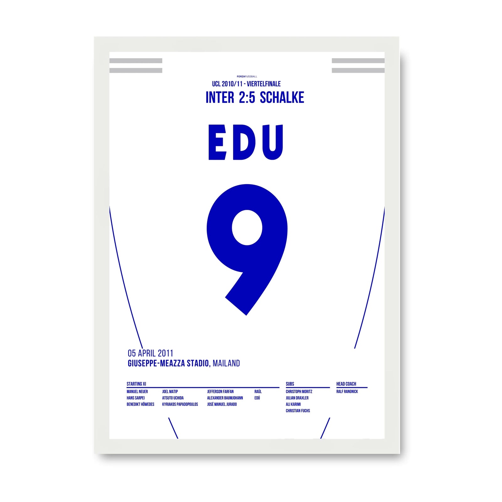 Edú mit dem Spiel seines Lebens beim 5:2 gegen Inter Fußball Poster mit Rahmen