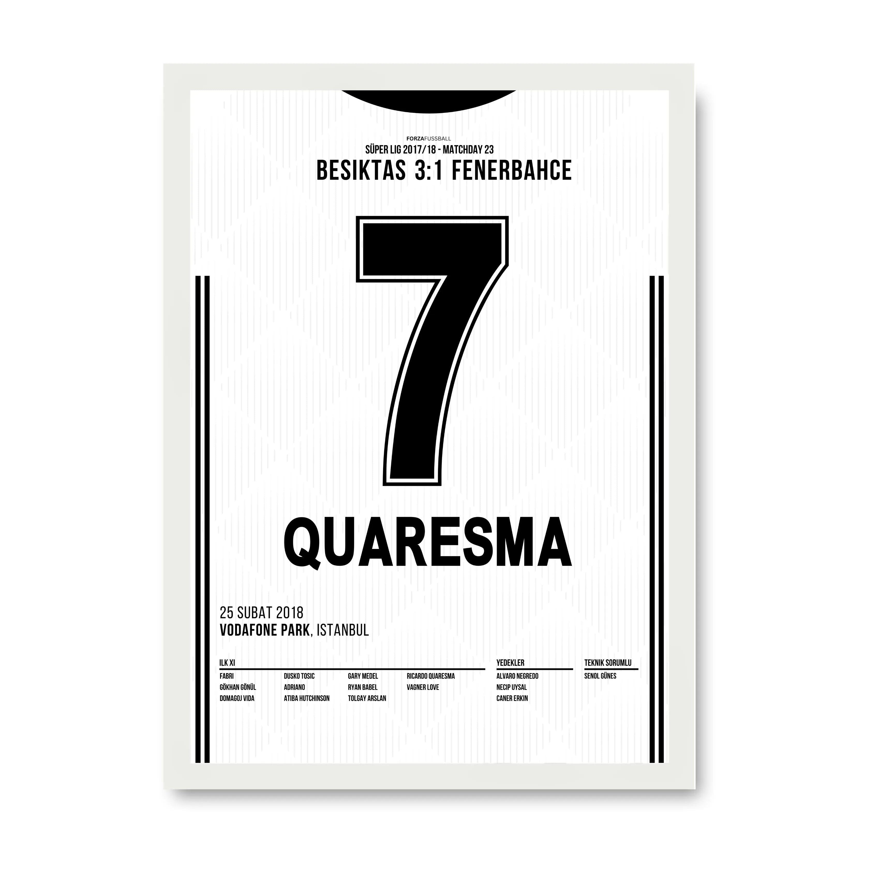 Quaresma mit dem Trivela zum Derbysieg Fußball Poster mit Rahmen