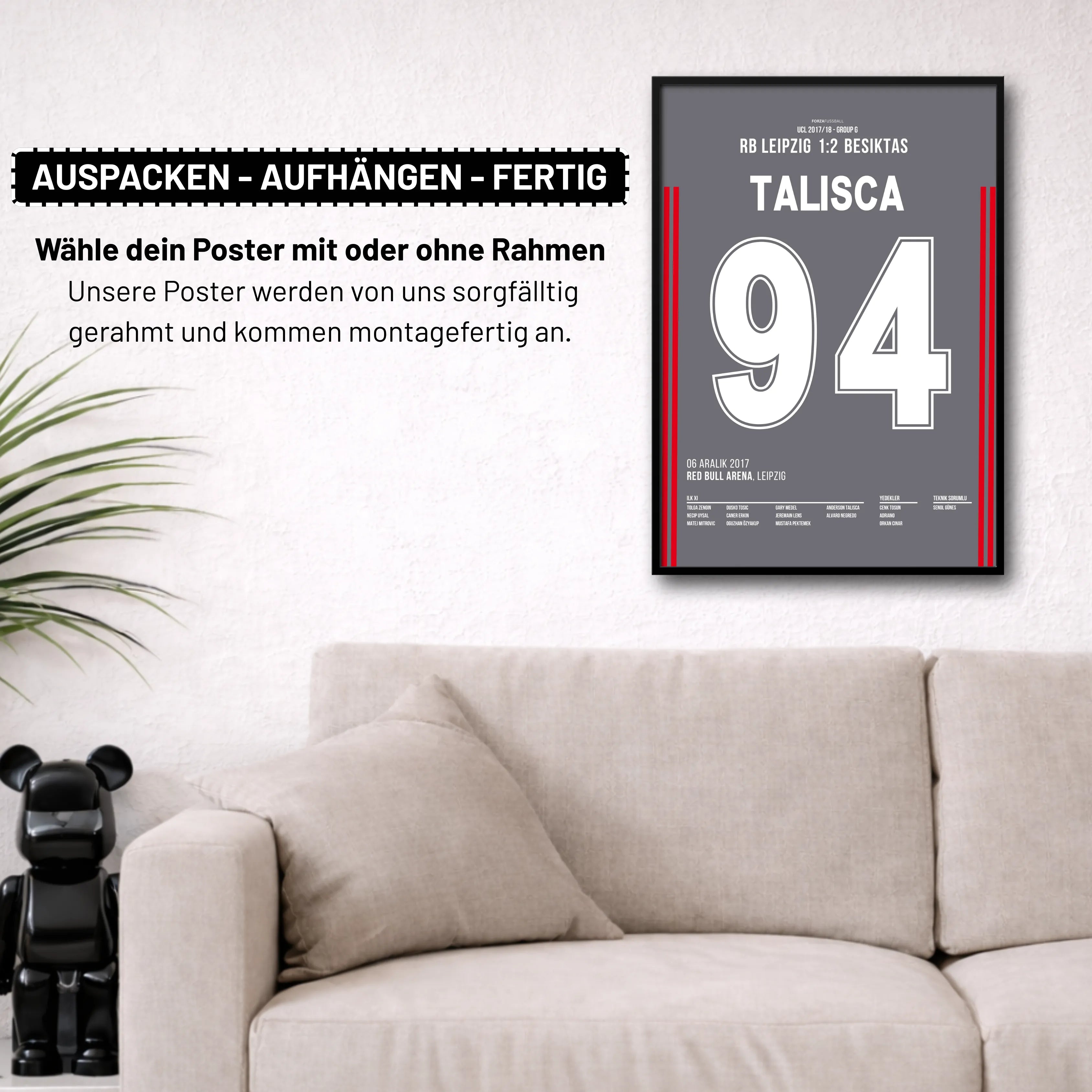 Besiktas Prime Bundle Fußball Poster mit Rahmen