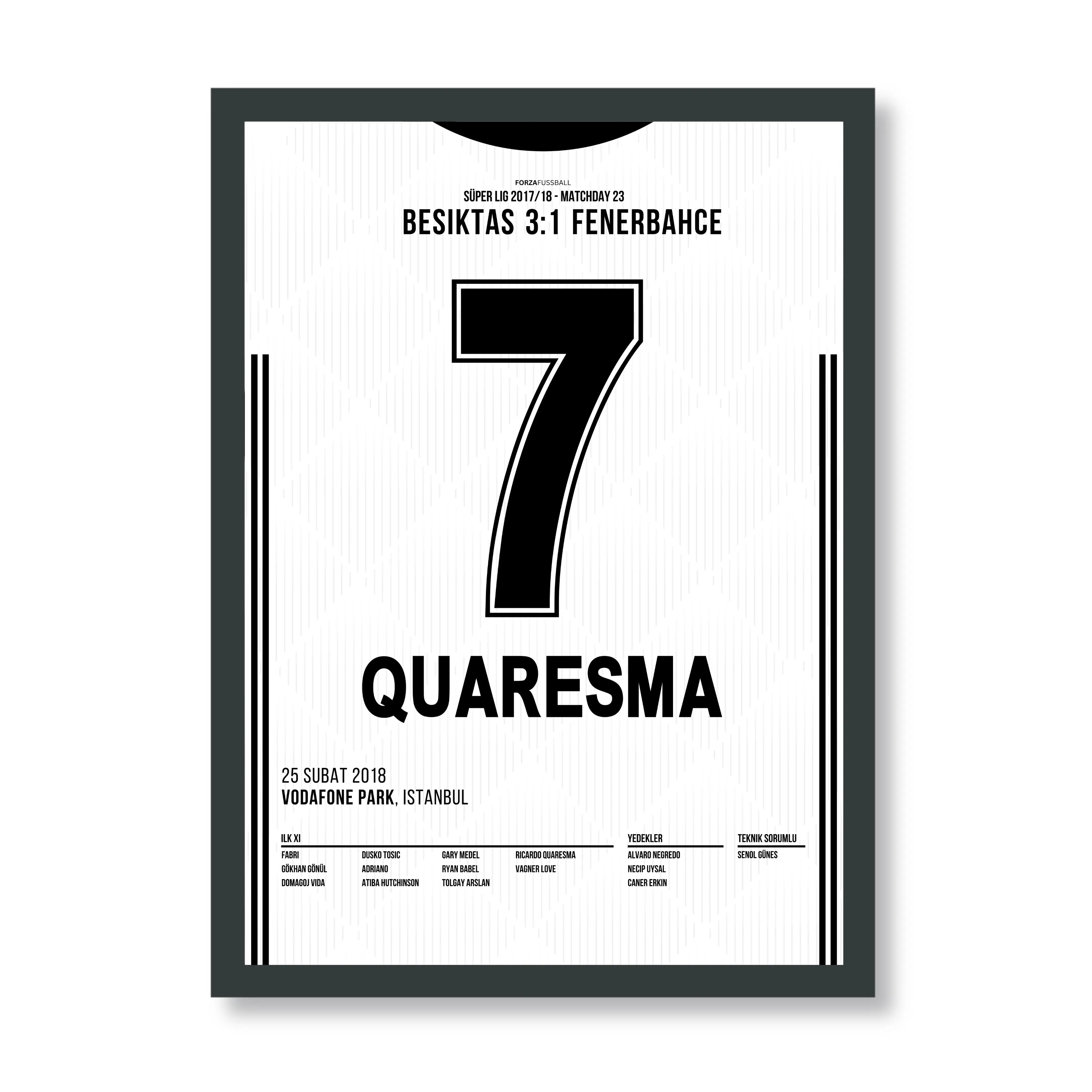 Quaresma mit dem Trivela zum Derbysieg Fußball Poster mit Rahmen
