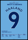 Haaland schraubt ManU mit Hattrick auseinander Fußball Poster mit Rahmen