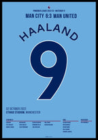 Haaland schraubt ManU mit Hattrick auseinander Fußball Poster mit Rahmen
