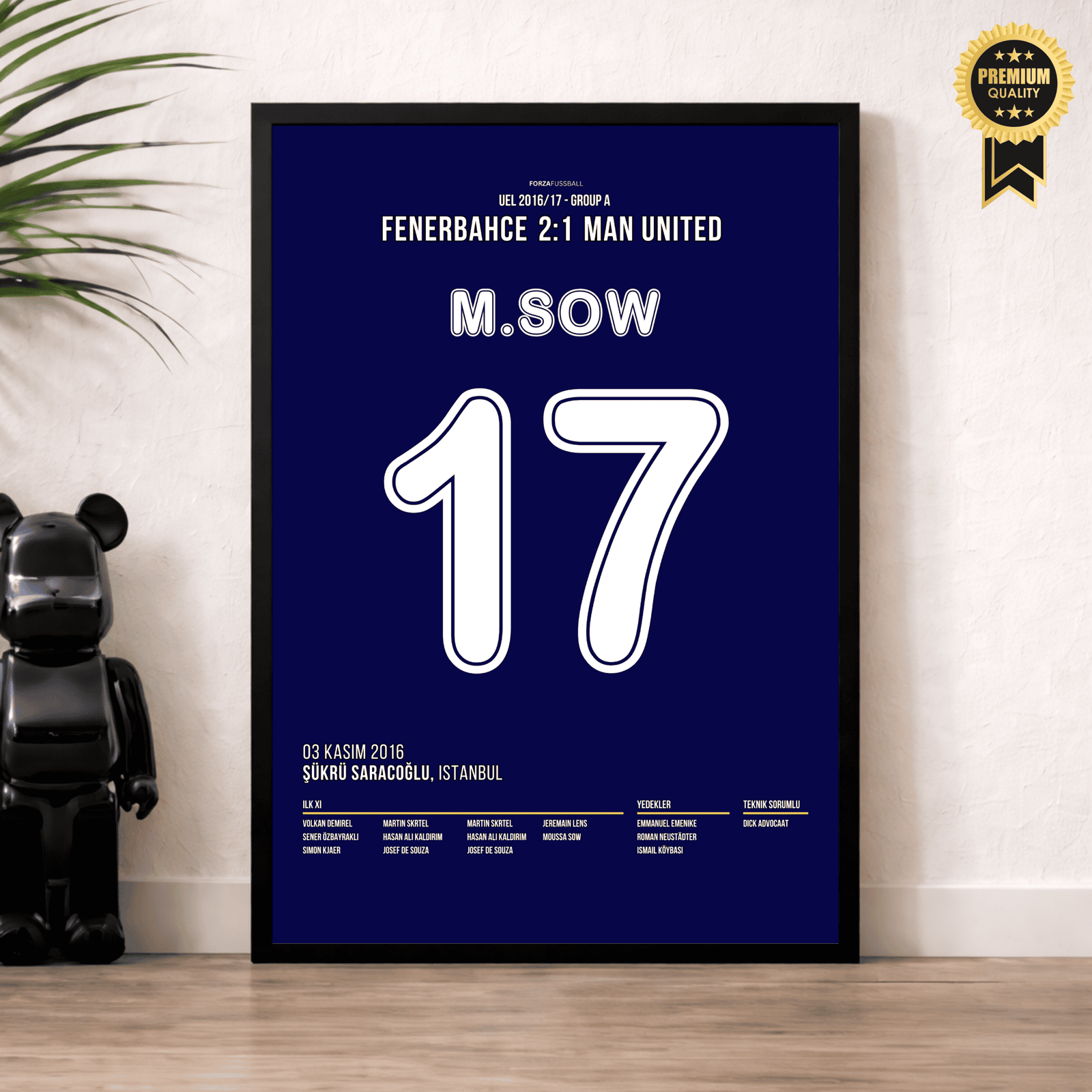 Moussa Sow mit dem Fallrückzieher Tor gegen ManU Fußball Poster mit Rahmen
