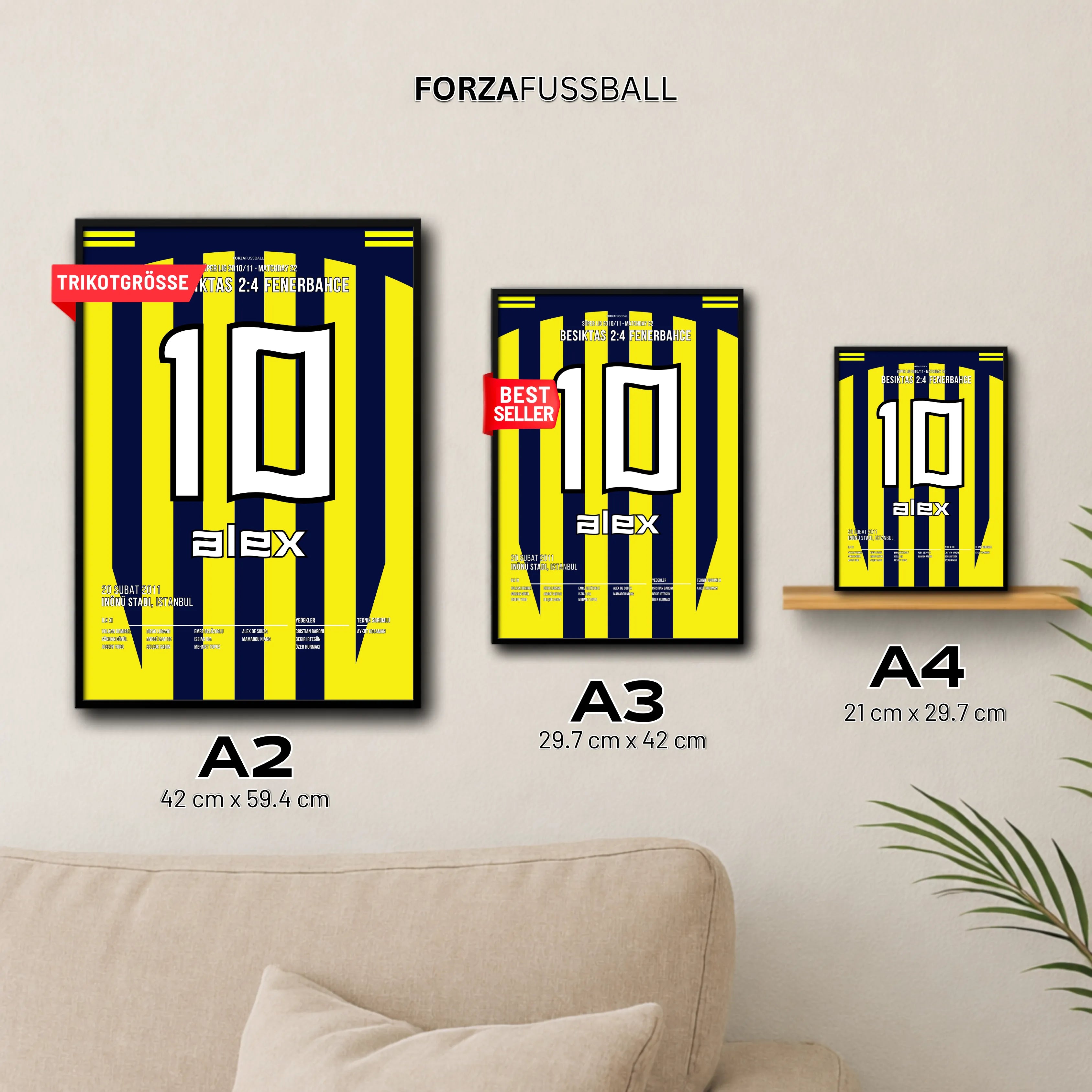 Alex dreht das Derby gegen Besiktas mit einem Hattrick in Fener´s Meistersaison Fußball Poster mit Rahmen