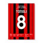 Tonali's Scudetto Tor gegen Lazio in der 92. Minute Fußball Poster mit Rahmen
