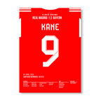 Harry Kane's Schlenzer verstummt das Bernabeu Fußball Poster mit Rahmen