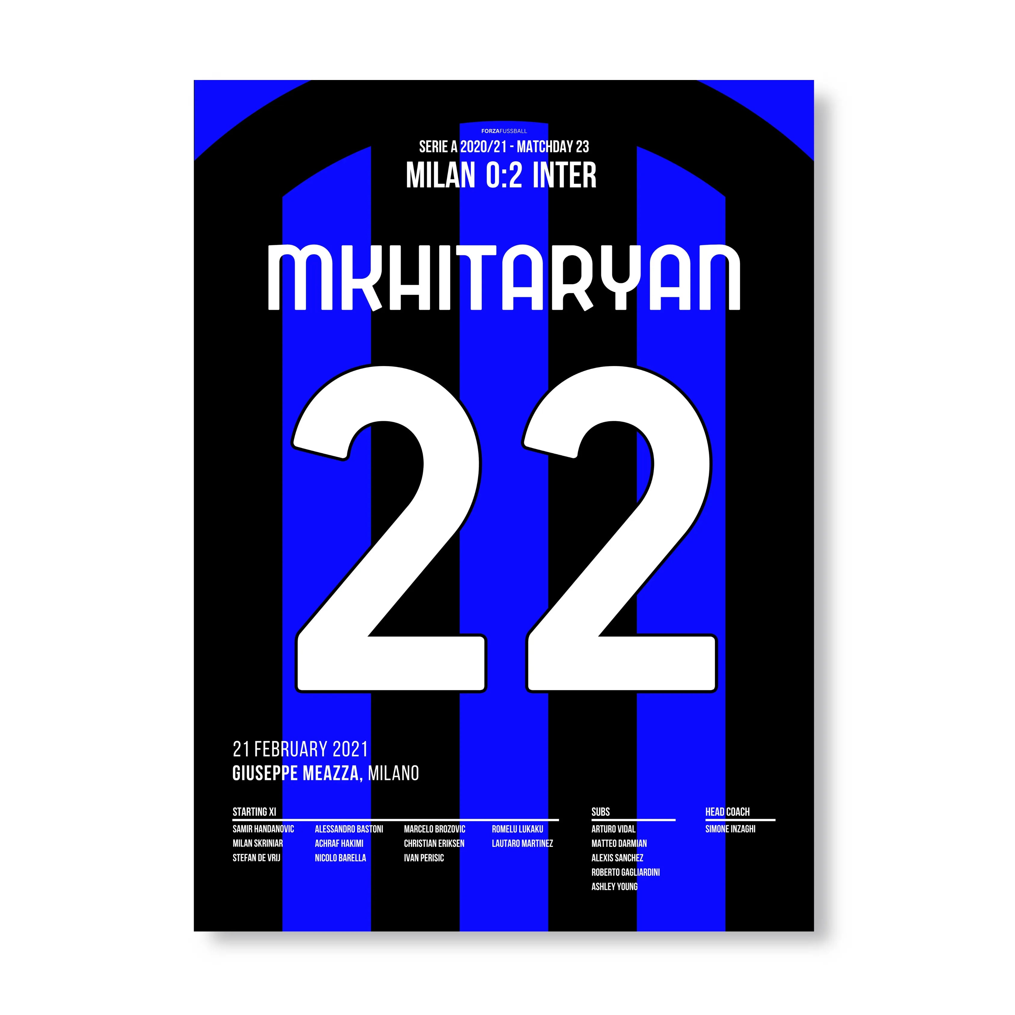 Mkhitaryan und Inter überrollen Milan im Euroderby 2023 Fußball Poster mit Rahmen