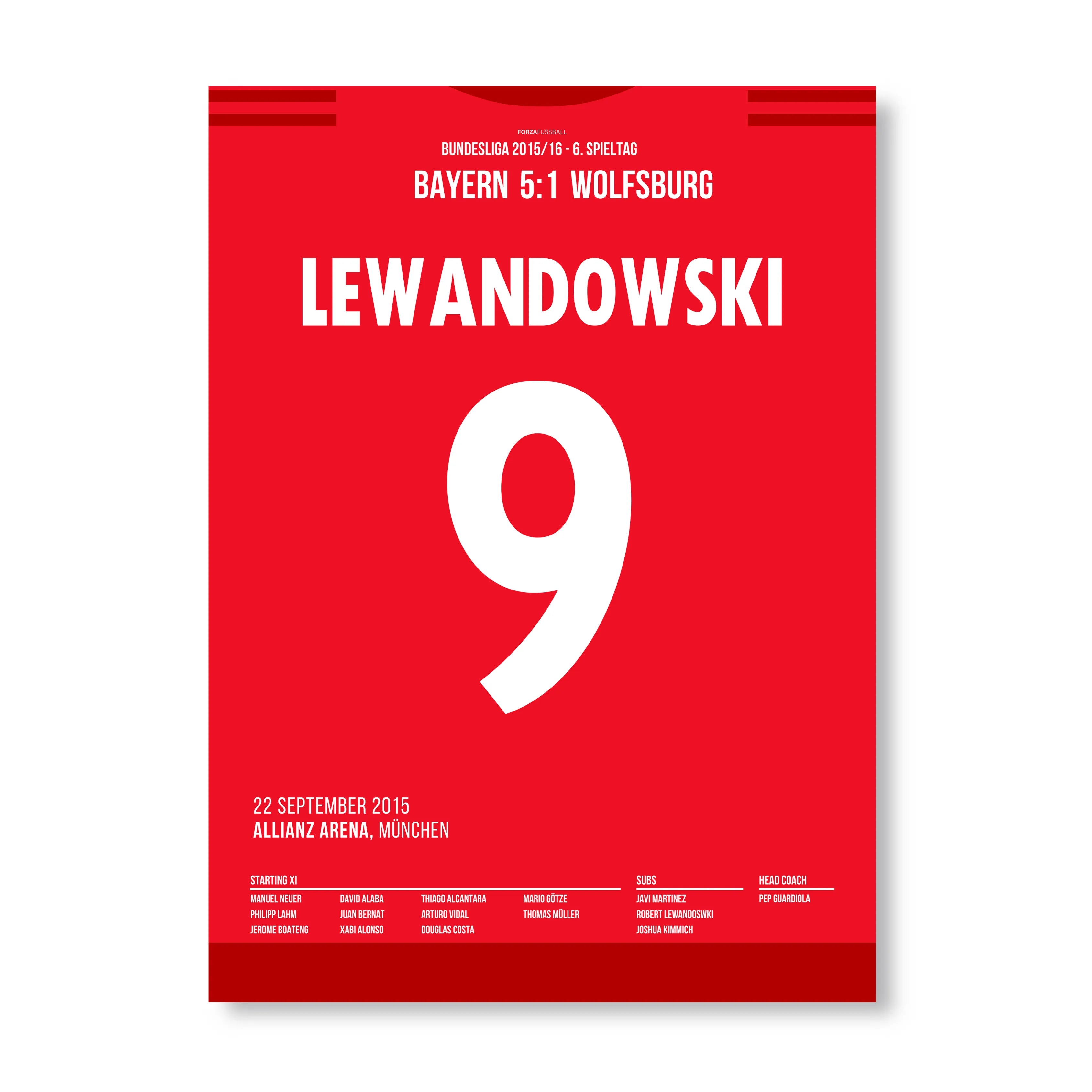 Lewandowski mit 5 Toren in 9 Minuten Fußball Poster mit Rahmen