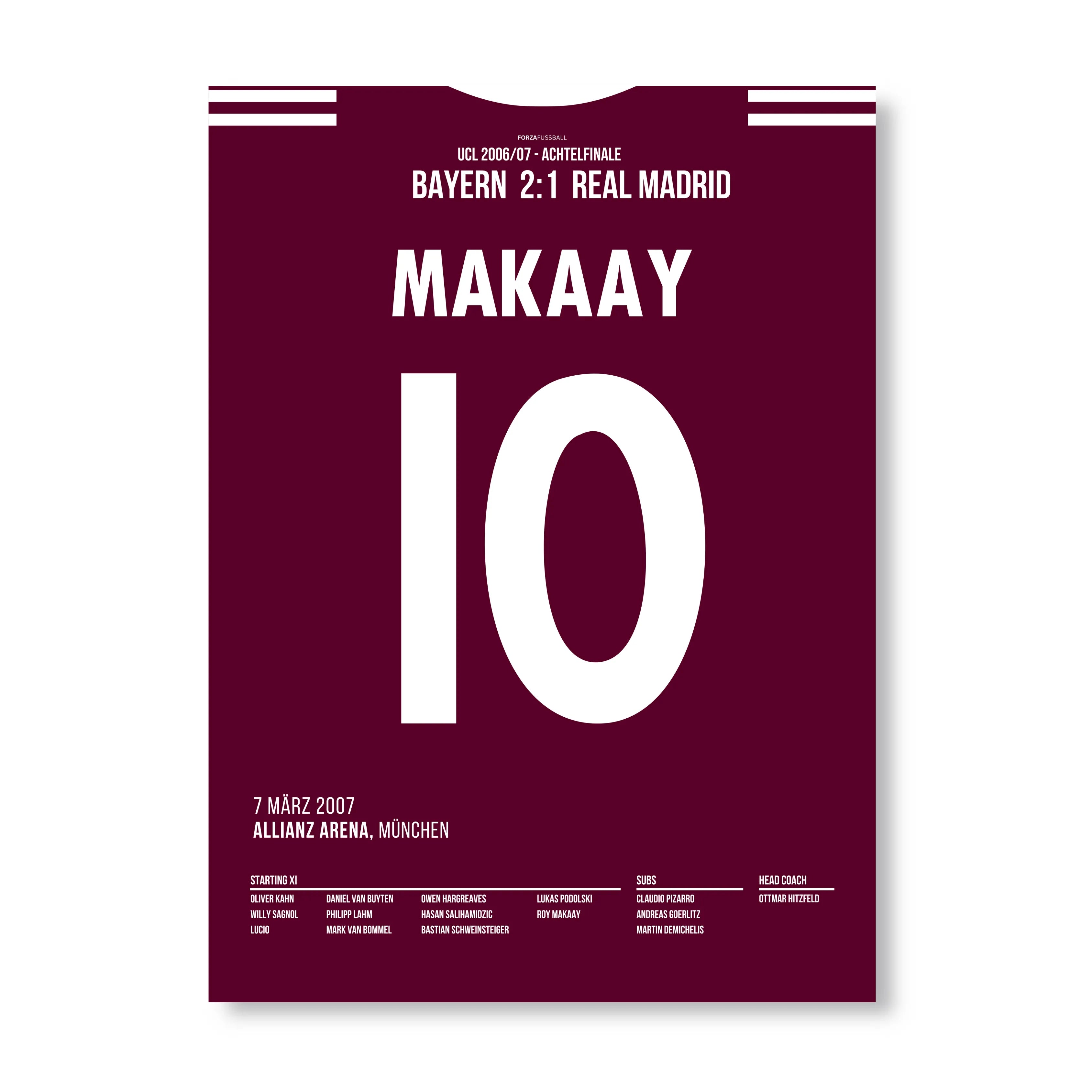 10 Sekunden! Roy Makaay erzielt das schnellste Tor der CL Geschichte Fußball Poster mit Rahmen