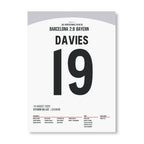 Alphonso Davies tanzt mit Barca´s Abwehr und assistiert Kimmich Fußball Poster mit Rahmen