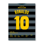 Fenomeno! Ronaldo mit legendären Übersteigertor im Uefa Cup Finale 1998 Fußball Poster mit Rahmen