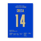 Federico Chiesa mit dem Schlenzer gegen Spanien Fußball Poster mit Rahmen