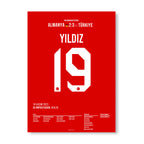 Kenan Yildiz knallt den Ball gegen Deutschland unter die Latte Fußball Poster mit Rahmen