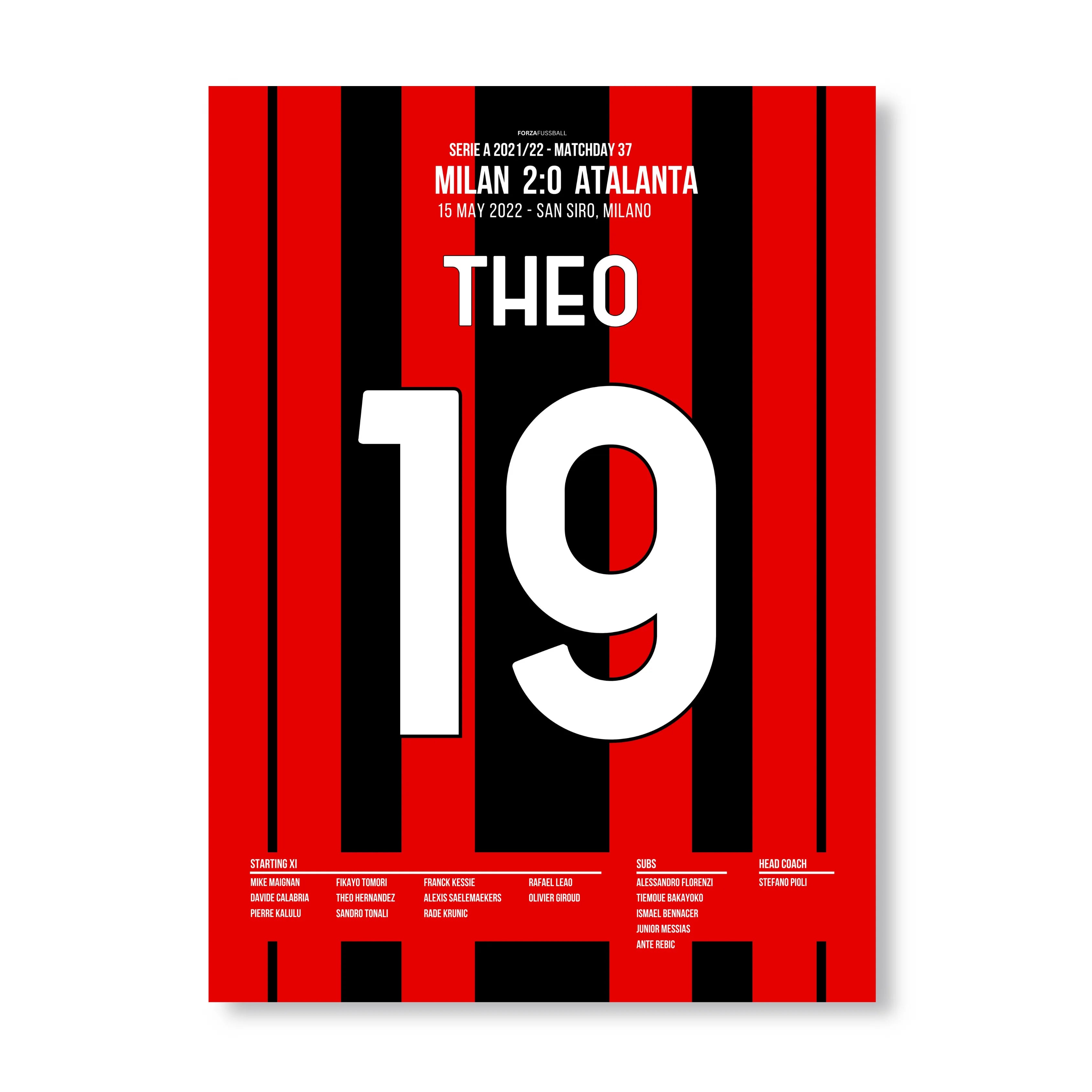 Theo Hernandez' Solo-Tor vs Atalanta lässt San Siro tanzen Fußball Poster mit Rahmen