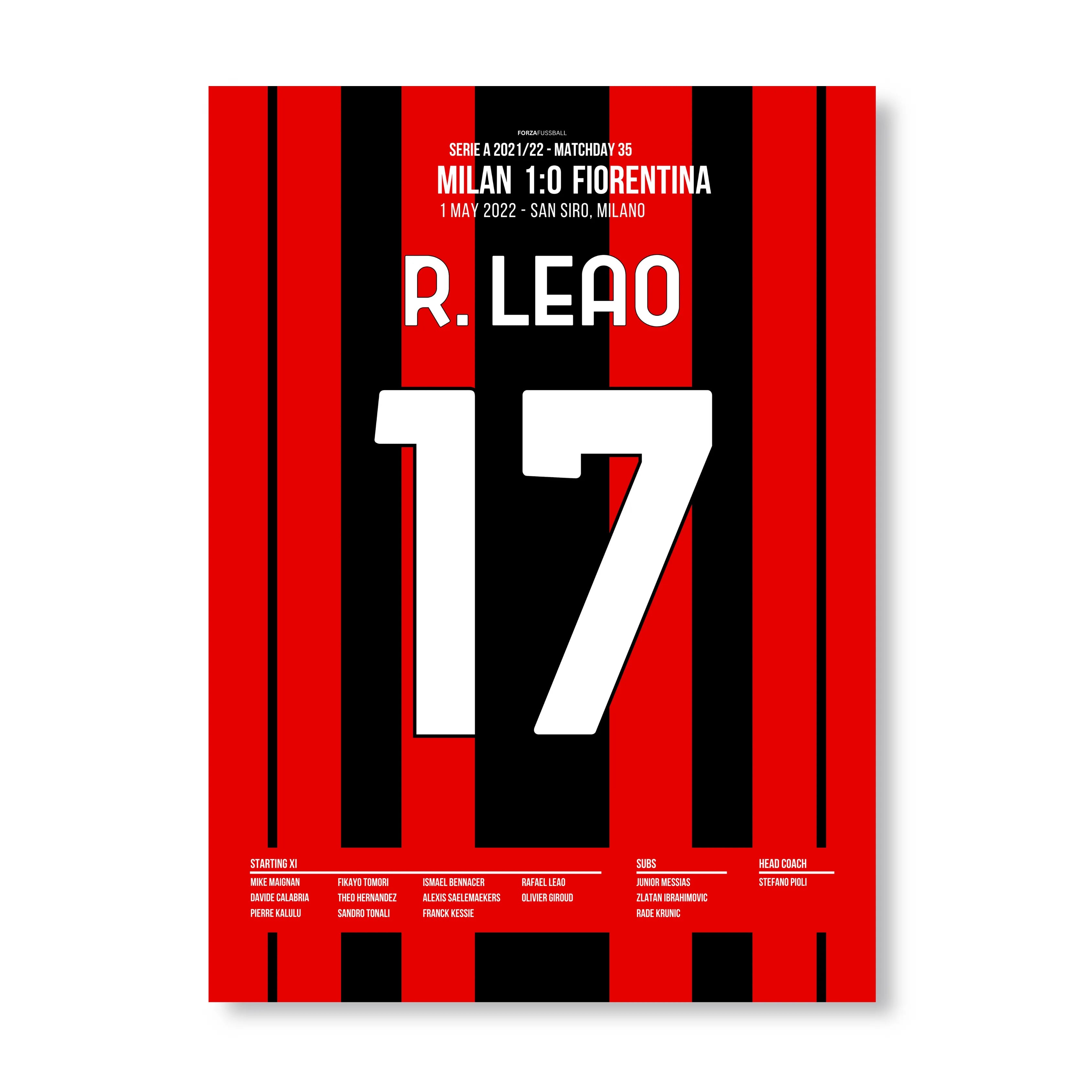 Scudetto Loading..Leao's später Siegtreffer gegen die Fiorentina Fußball Poster mit Rahmen
