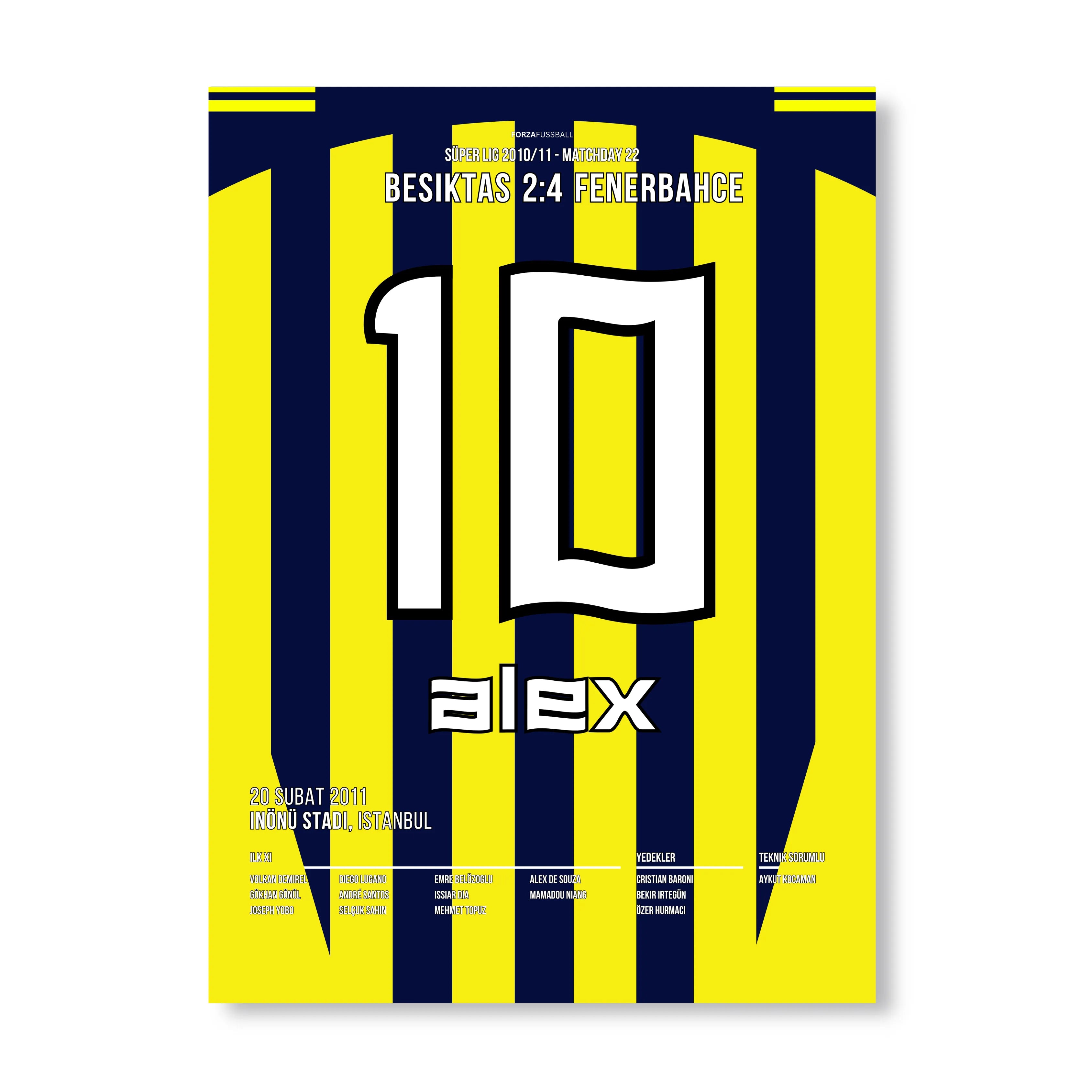 Alex dreht das Derby gegen Besiktas mit einem Hattrick in Fener´s Meistersaison Fußball Poster mit Rahmen