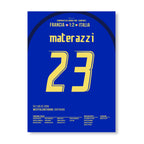 Materazzi köpft Italien Richtung WM Titel 2006 Fußball Poster mit Rahmen