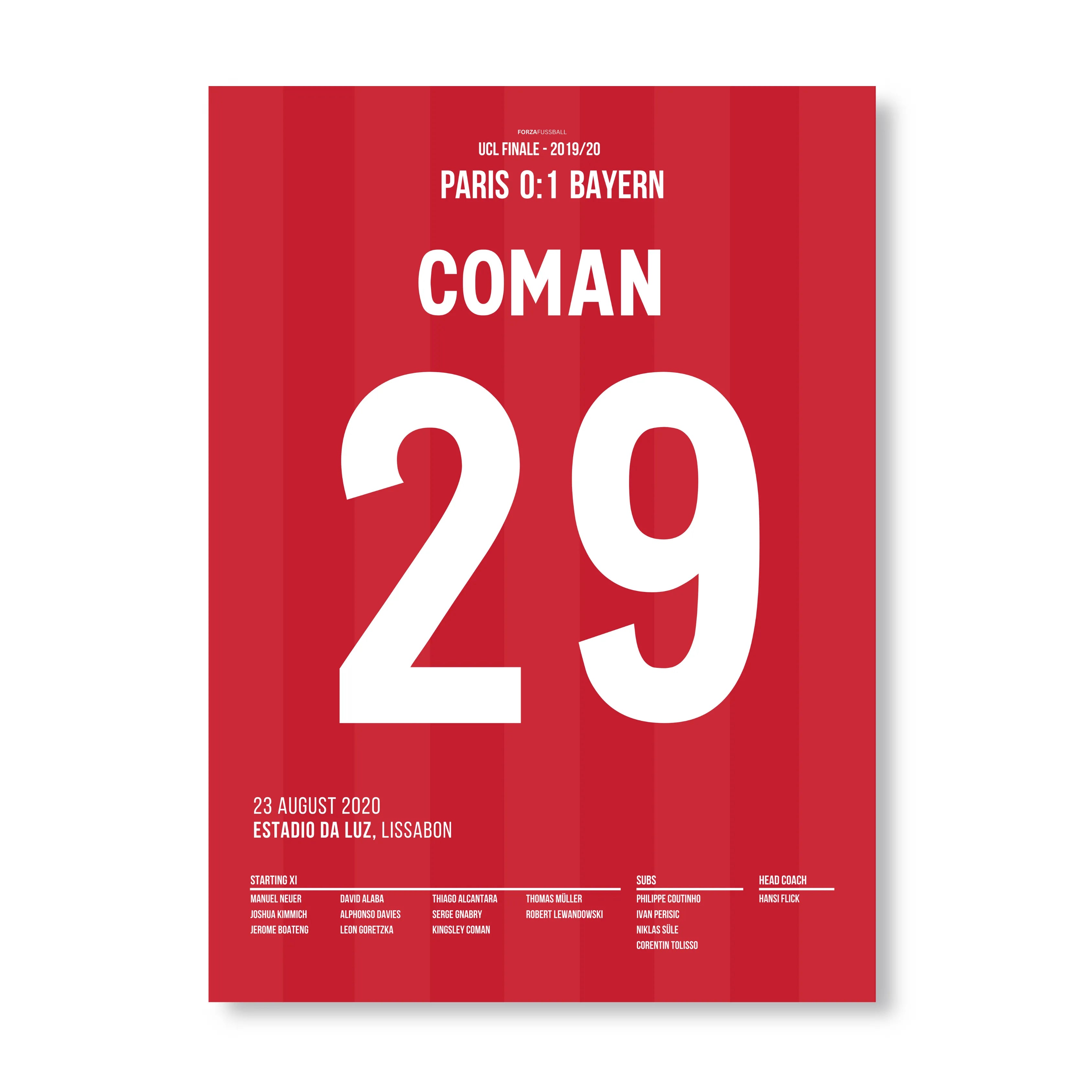 Coman köpft die Bayern zum Henkelpott 2020 Fußball Poster mit Rahmen