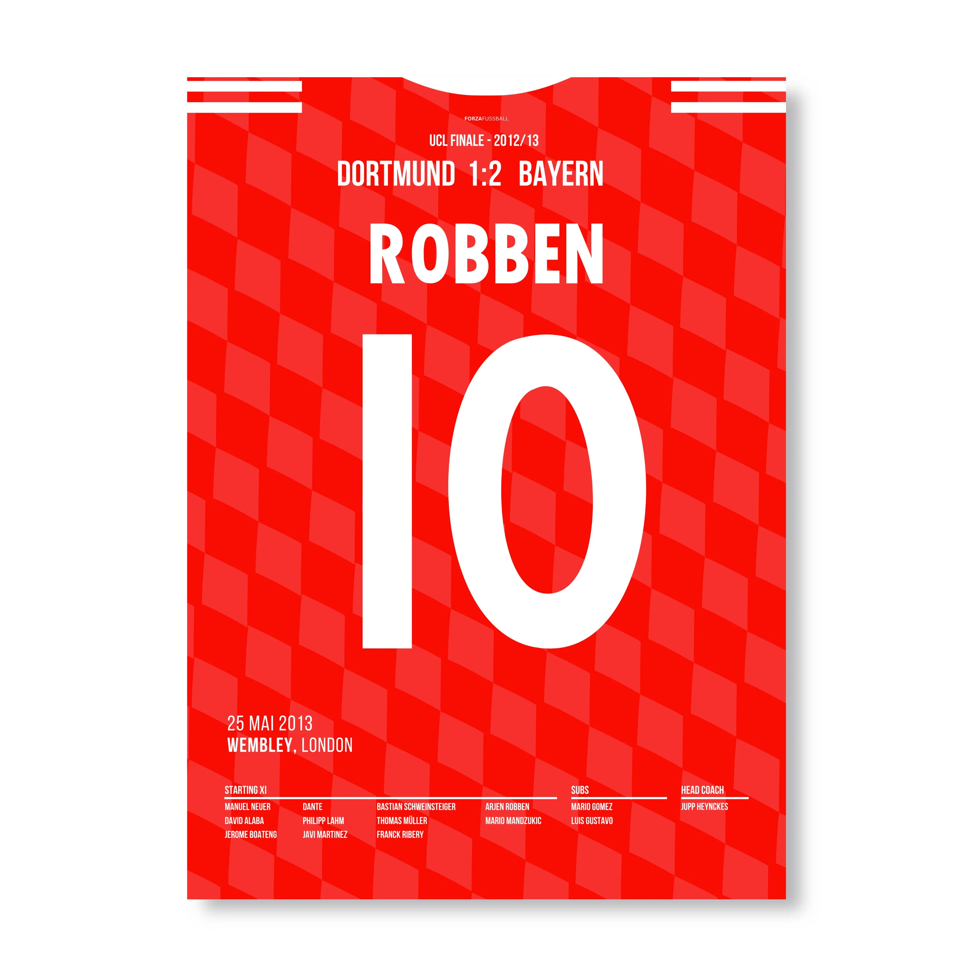 Robben schießt die Bayern zum Champions League Sieg Fußball Poster mit Rahmen