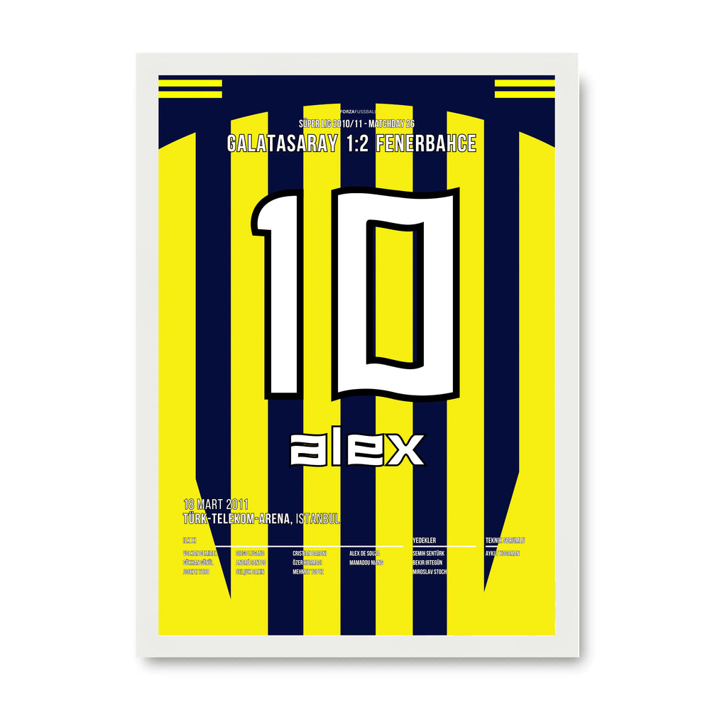 Alex dreht das Spiel im 1. Derby in der Türk Telekom Arena Fußball Poster mit Rahmen