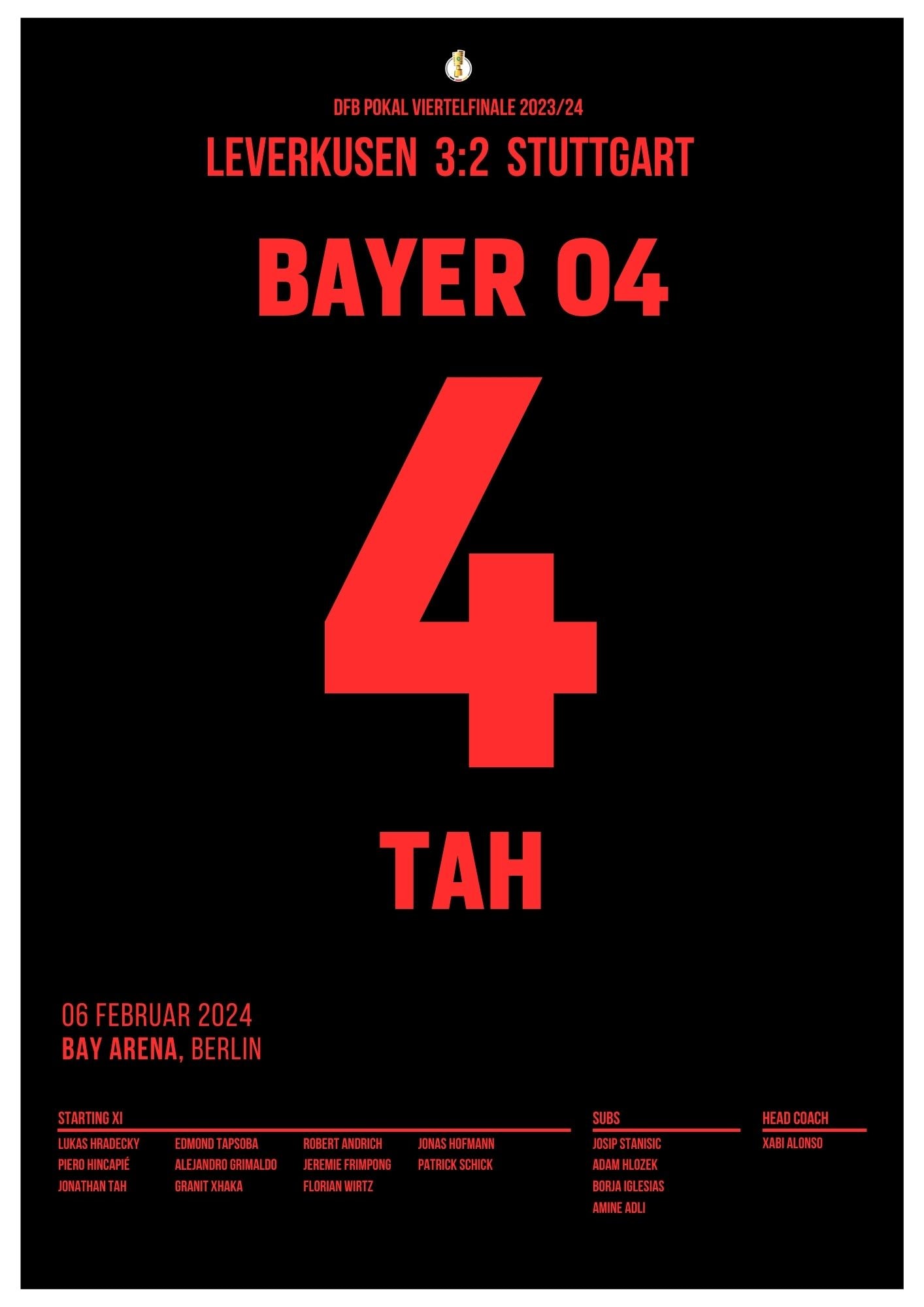 Tah köpft Bayer in der 90. ins Pokal Halbfinale